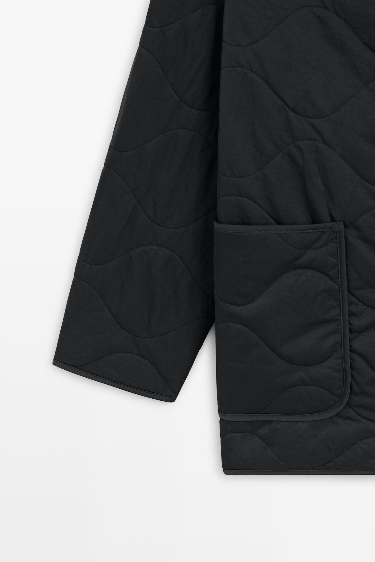 Lightweight quilted jacket with stand collar — BLACK
