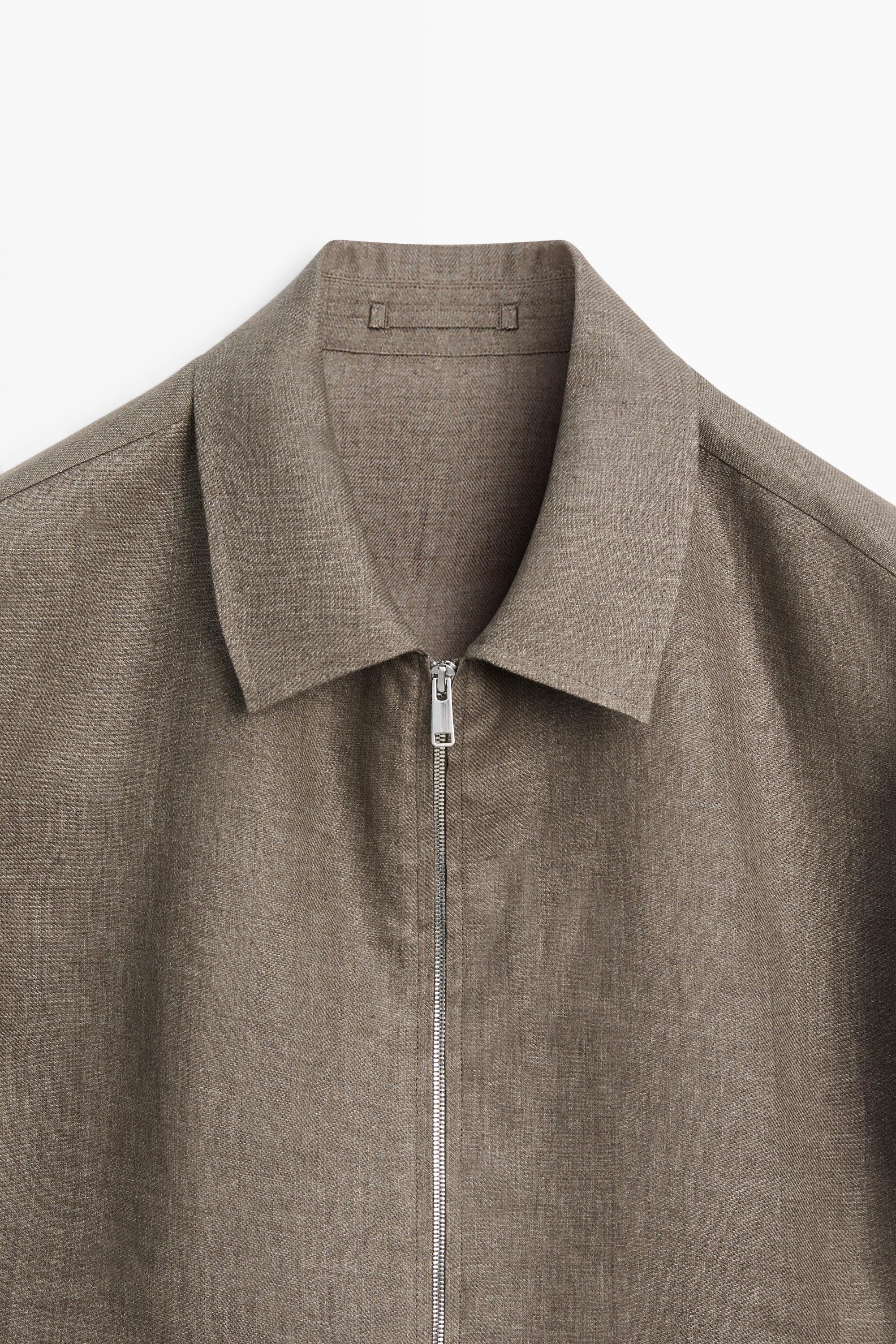 Faded linen total look jacket — GREENISH