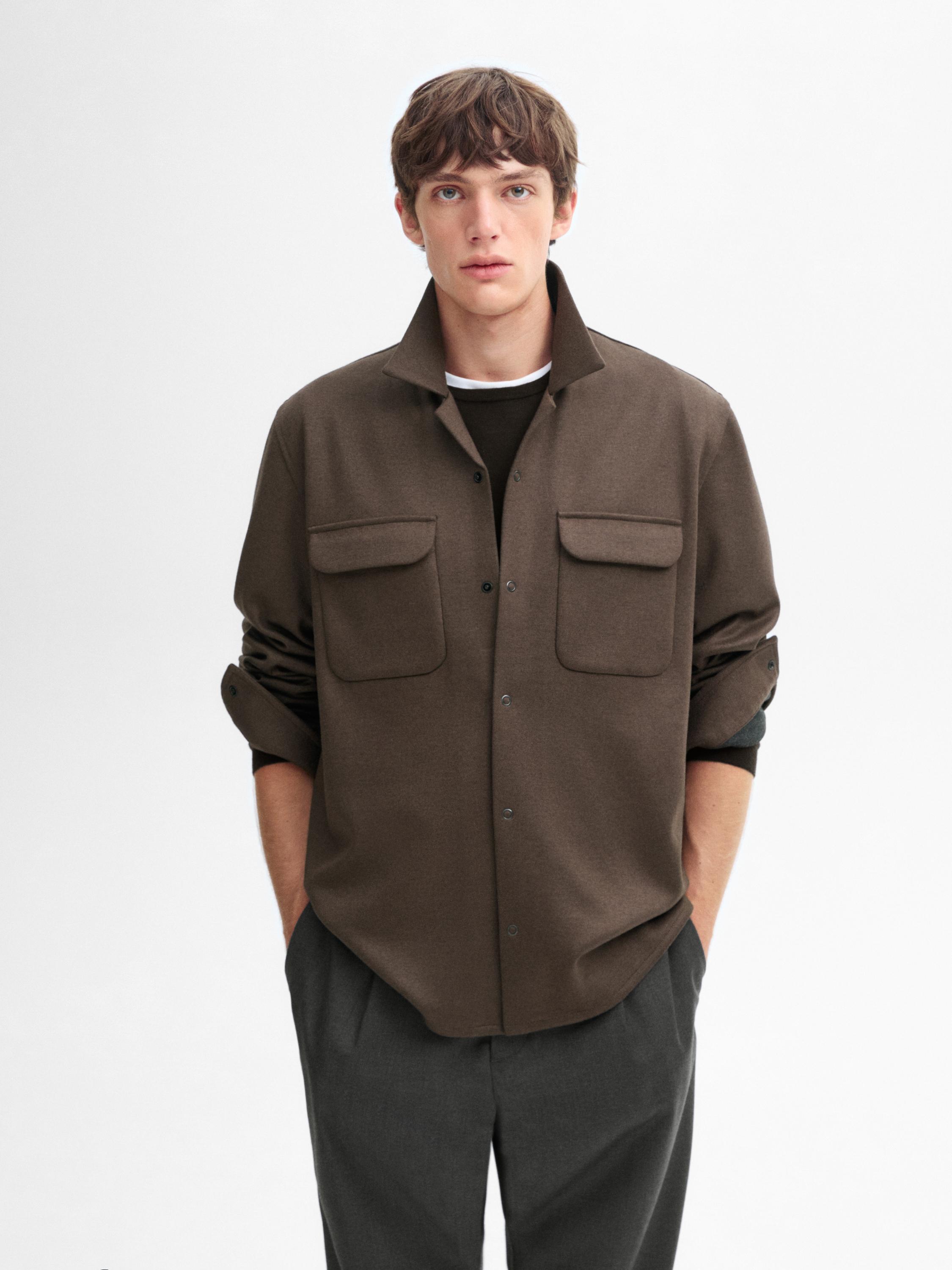 Wool overshirt with pocket details