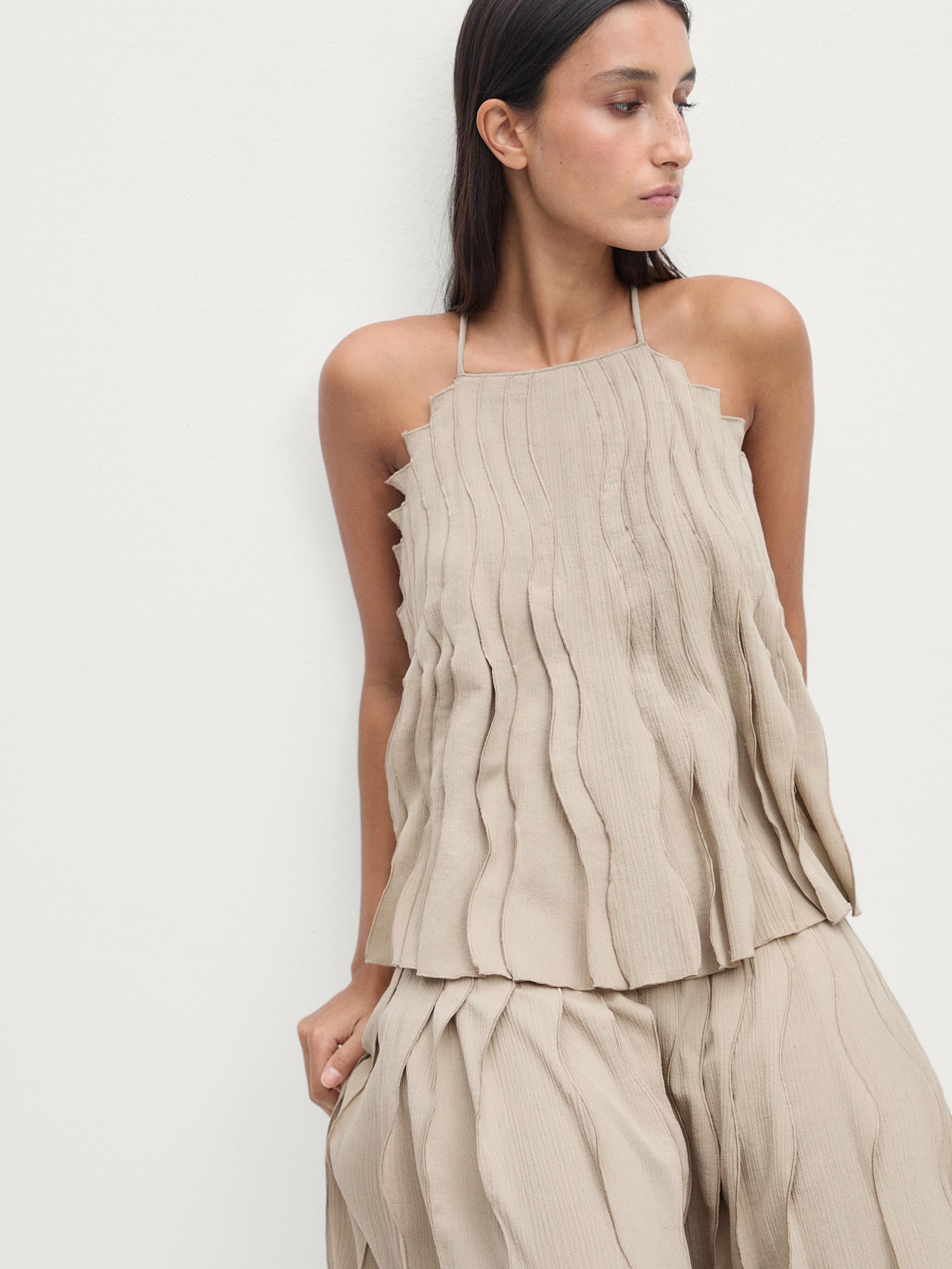Top halter pliegues ondulados