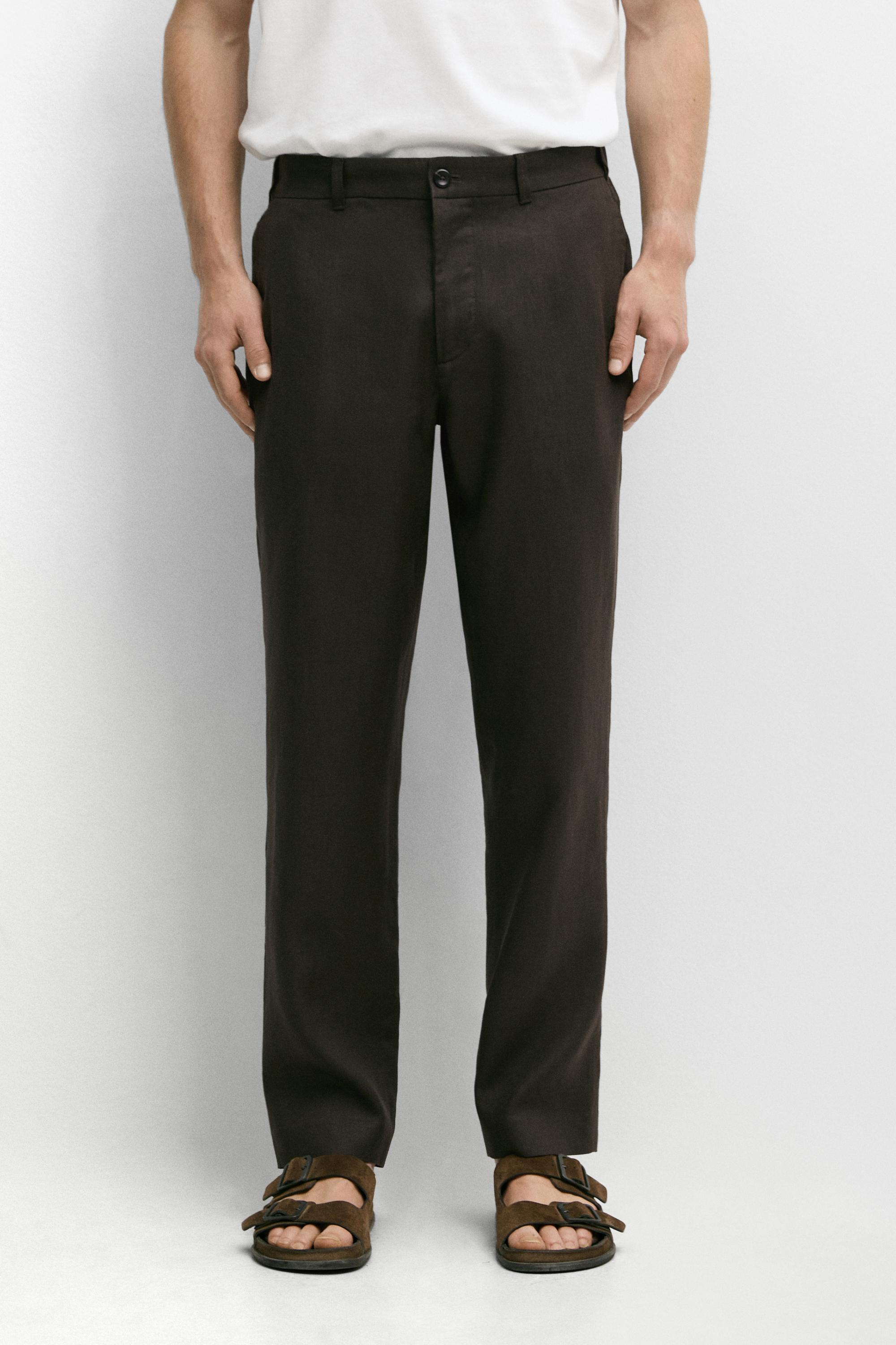 Tapered fit linen pants — GREEN