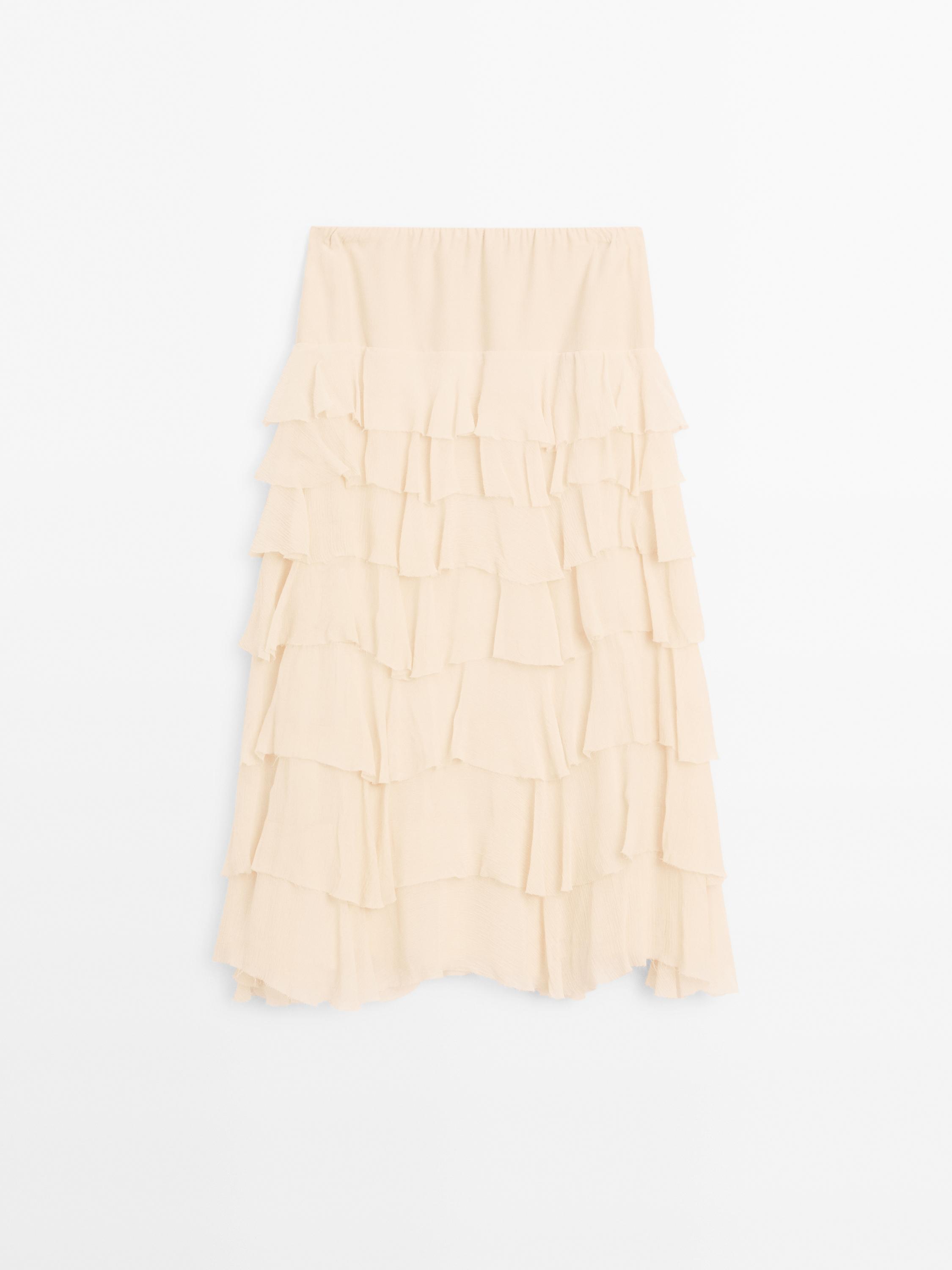 Ruffled midi skirt