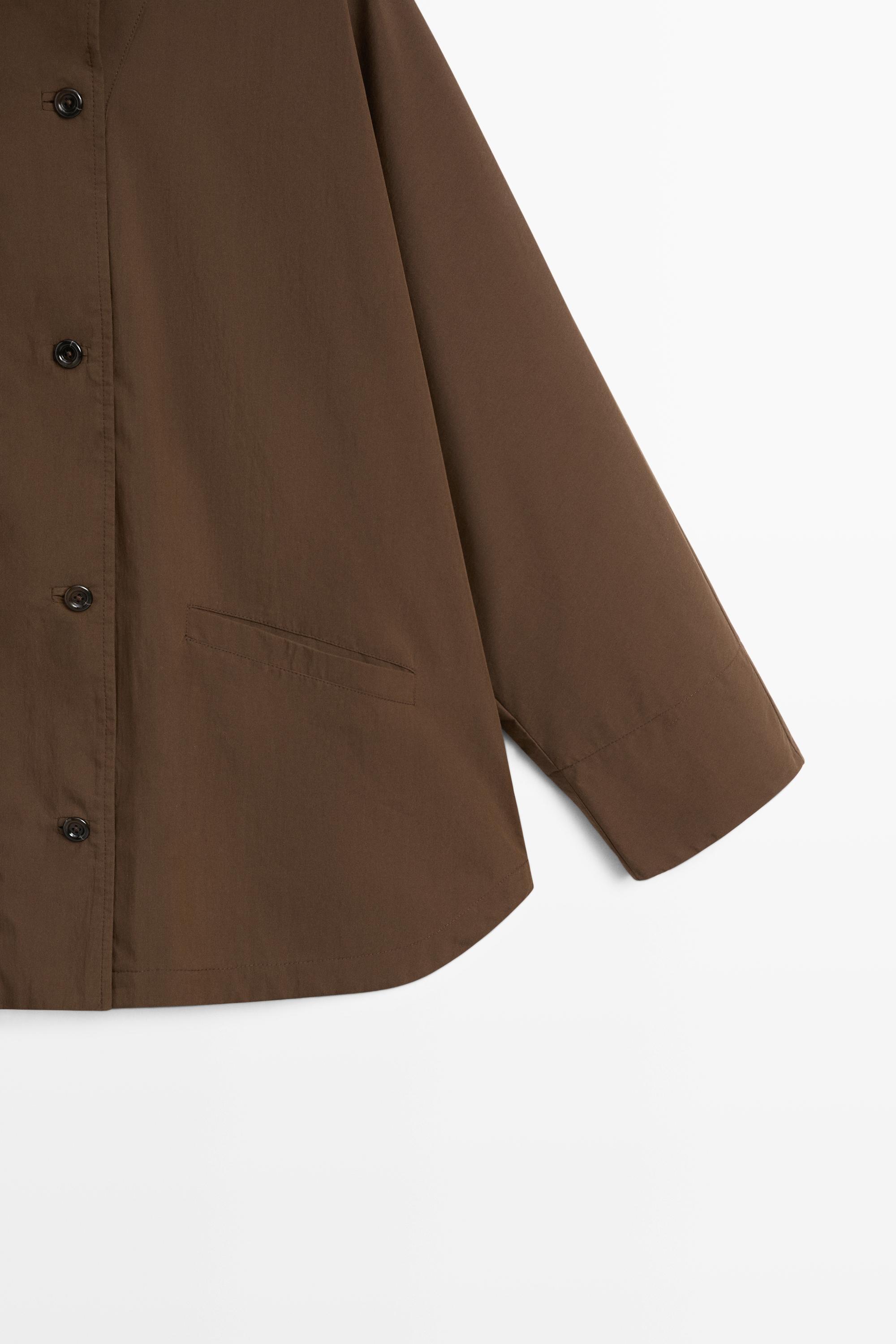 Cape jacket with collar detail — BROWN