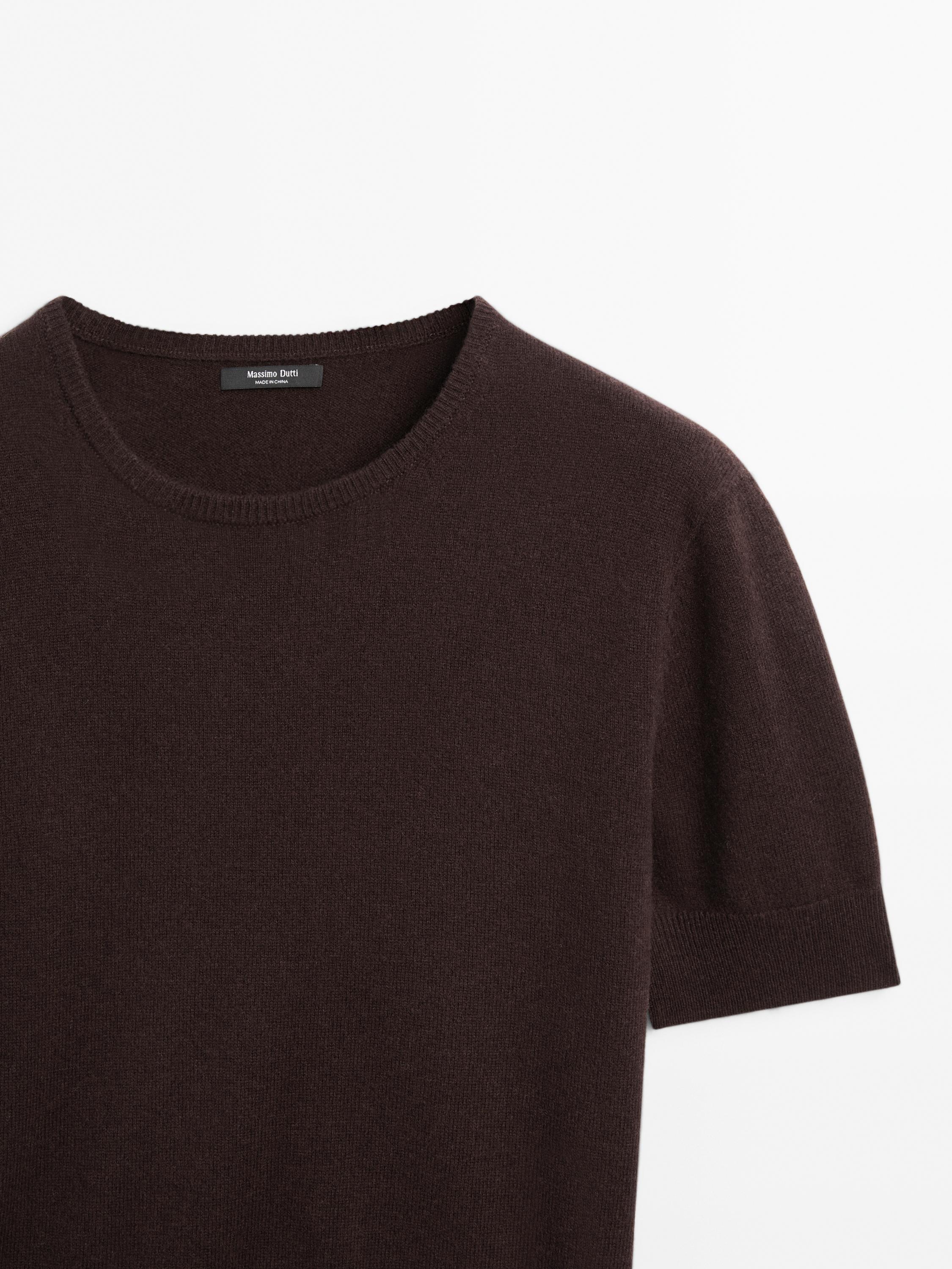 Short sleeve wool blend sweater