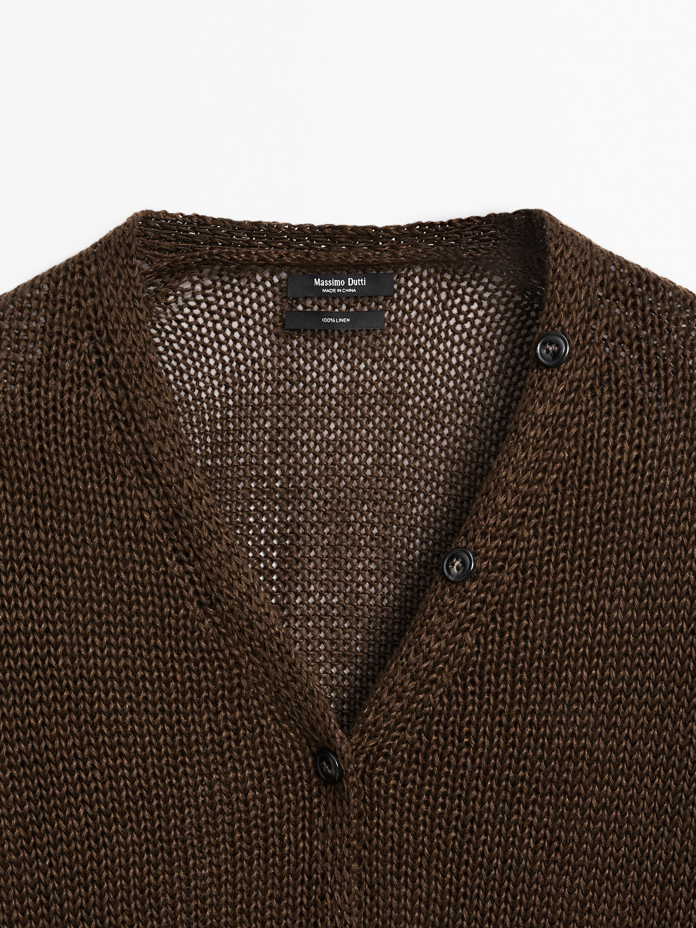 Strickcardigan aus Leinen mit Knöpfen