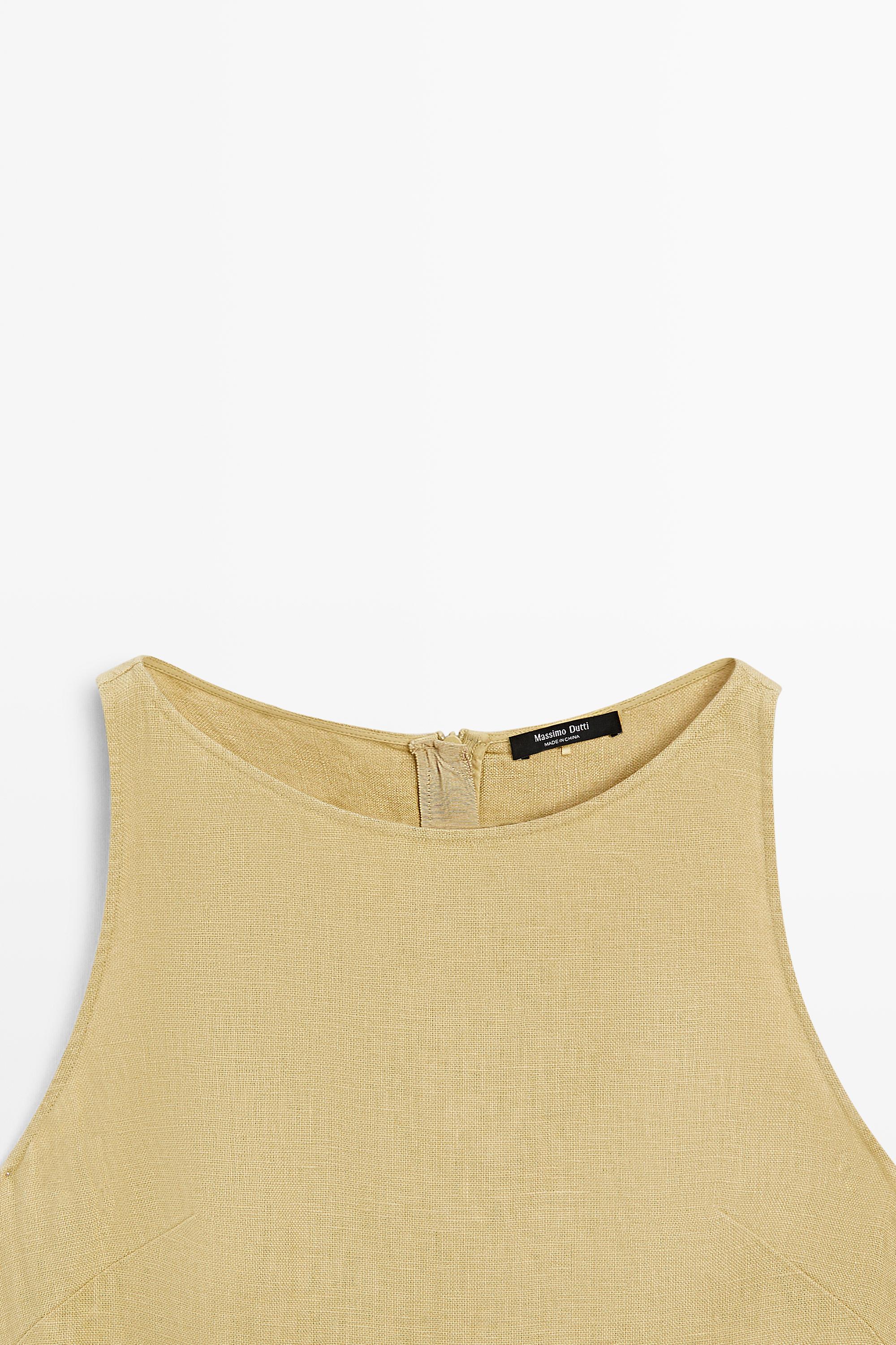 Linen halter midi dress  Lime, Chocolate  Dress | Massimo Dutti