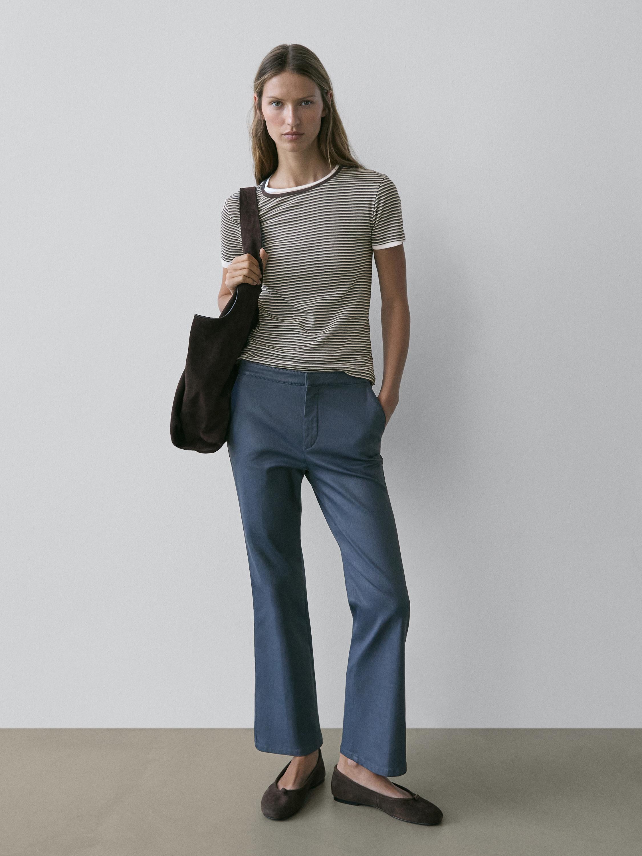 Waxed flared cropped pants — BLUISH