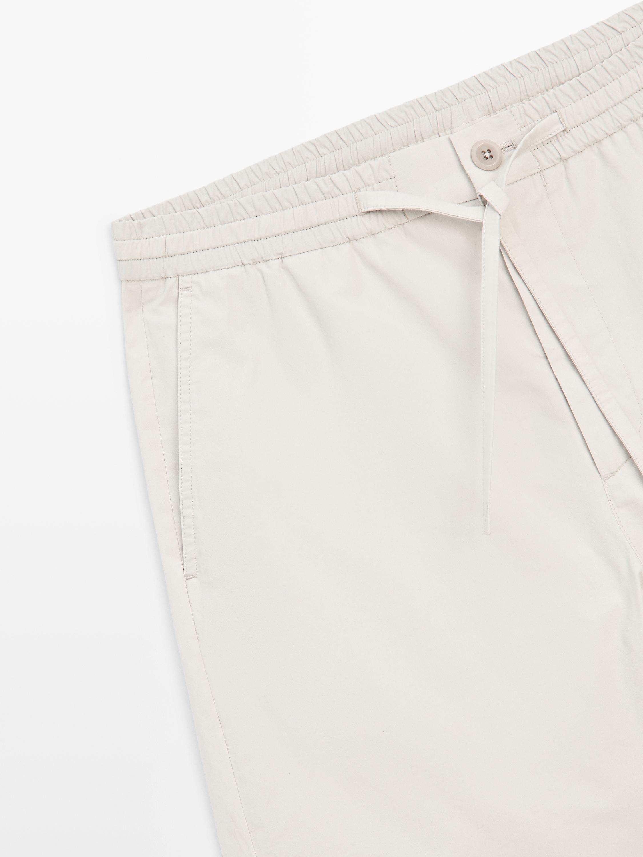 100% cotton jogger fit Bermuda shorts — BEIGE