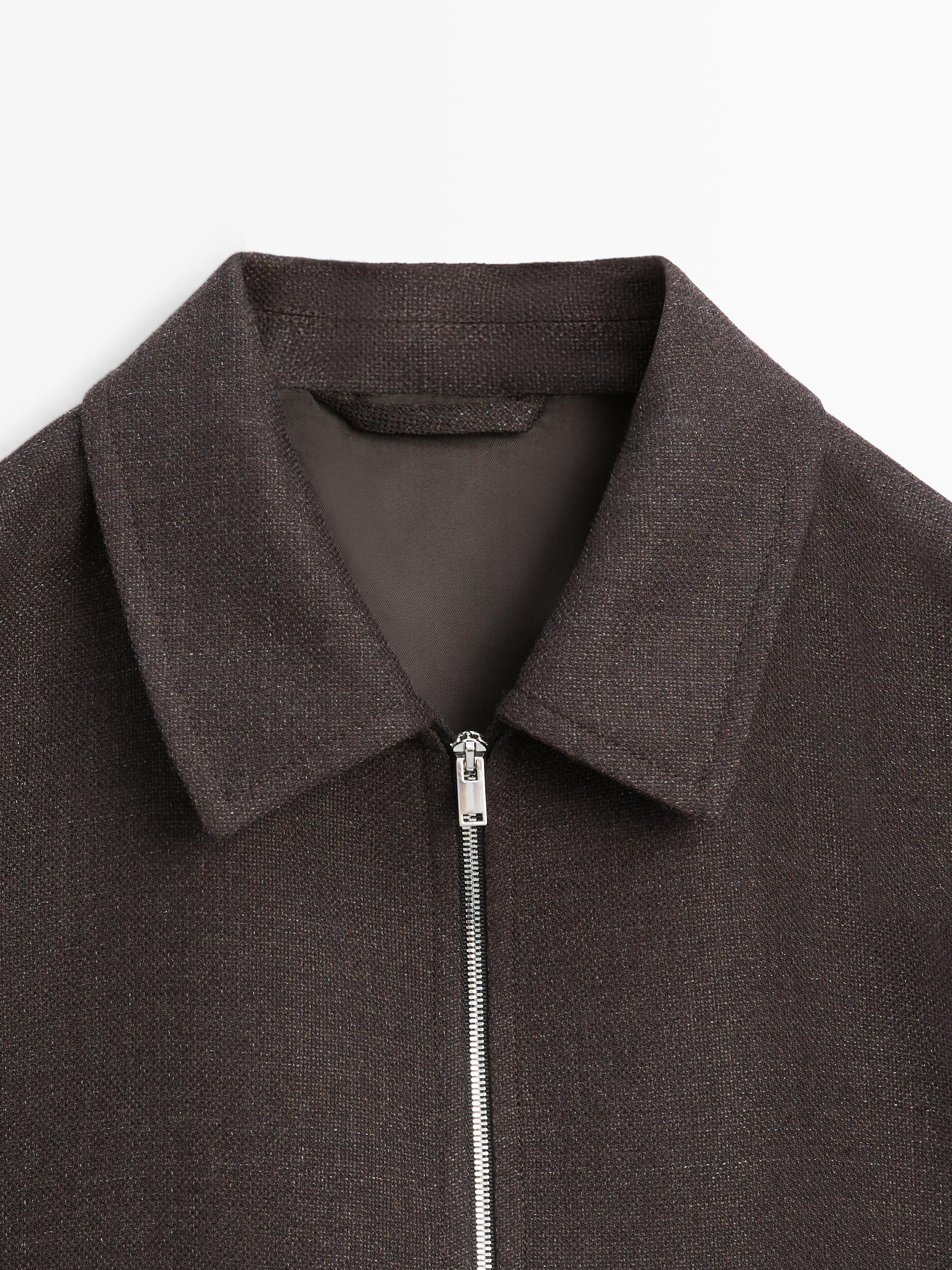 Yün fermuarlı bomber ceket