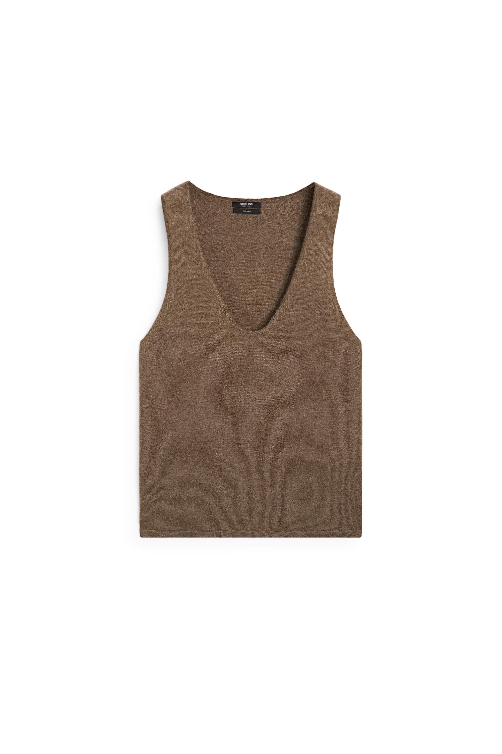 100% Cashmere Knit Top — TOFFEE