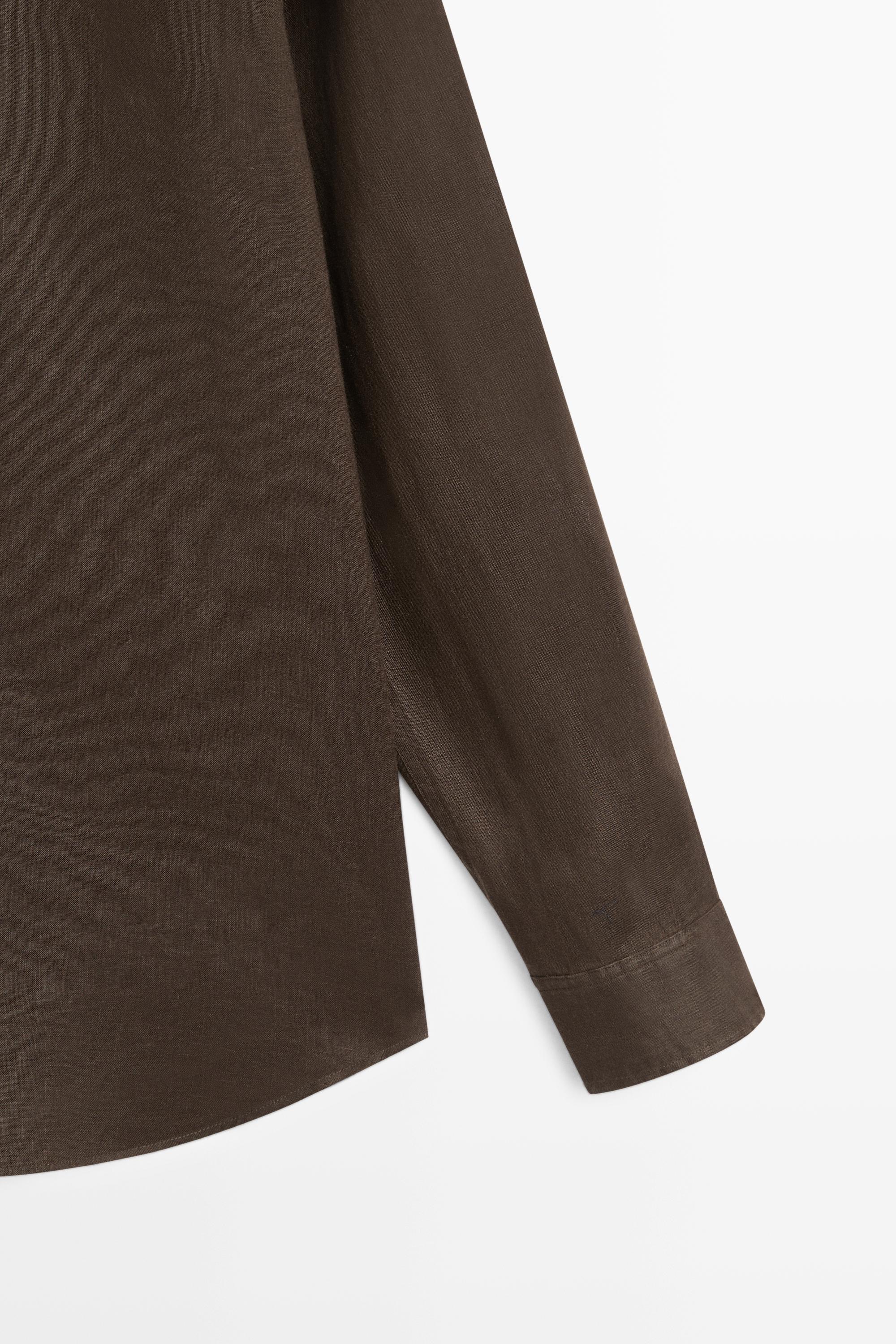 100% linen slim fit shirt — Chocolate