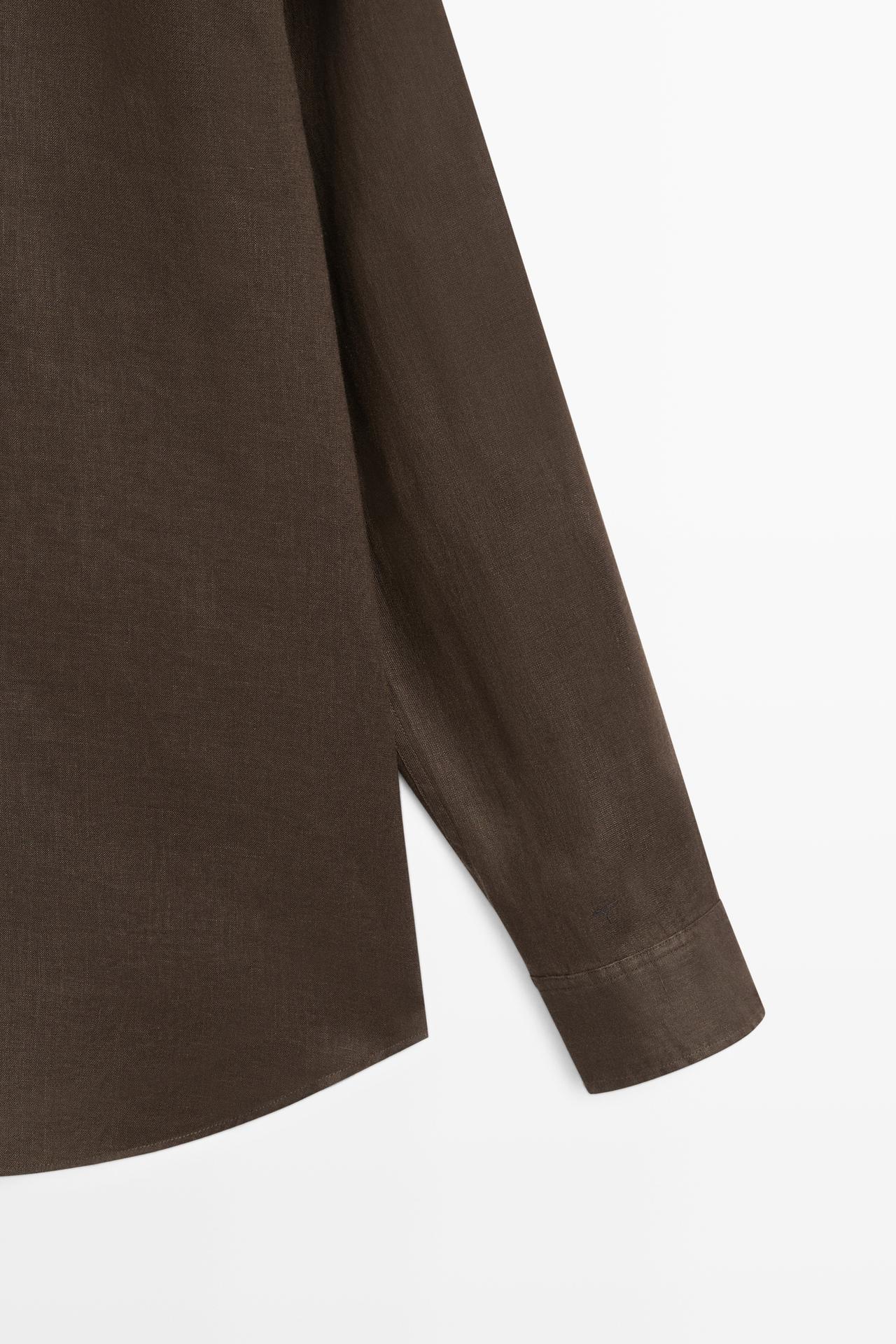 100% linen slim fit shirt — Chocolate