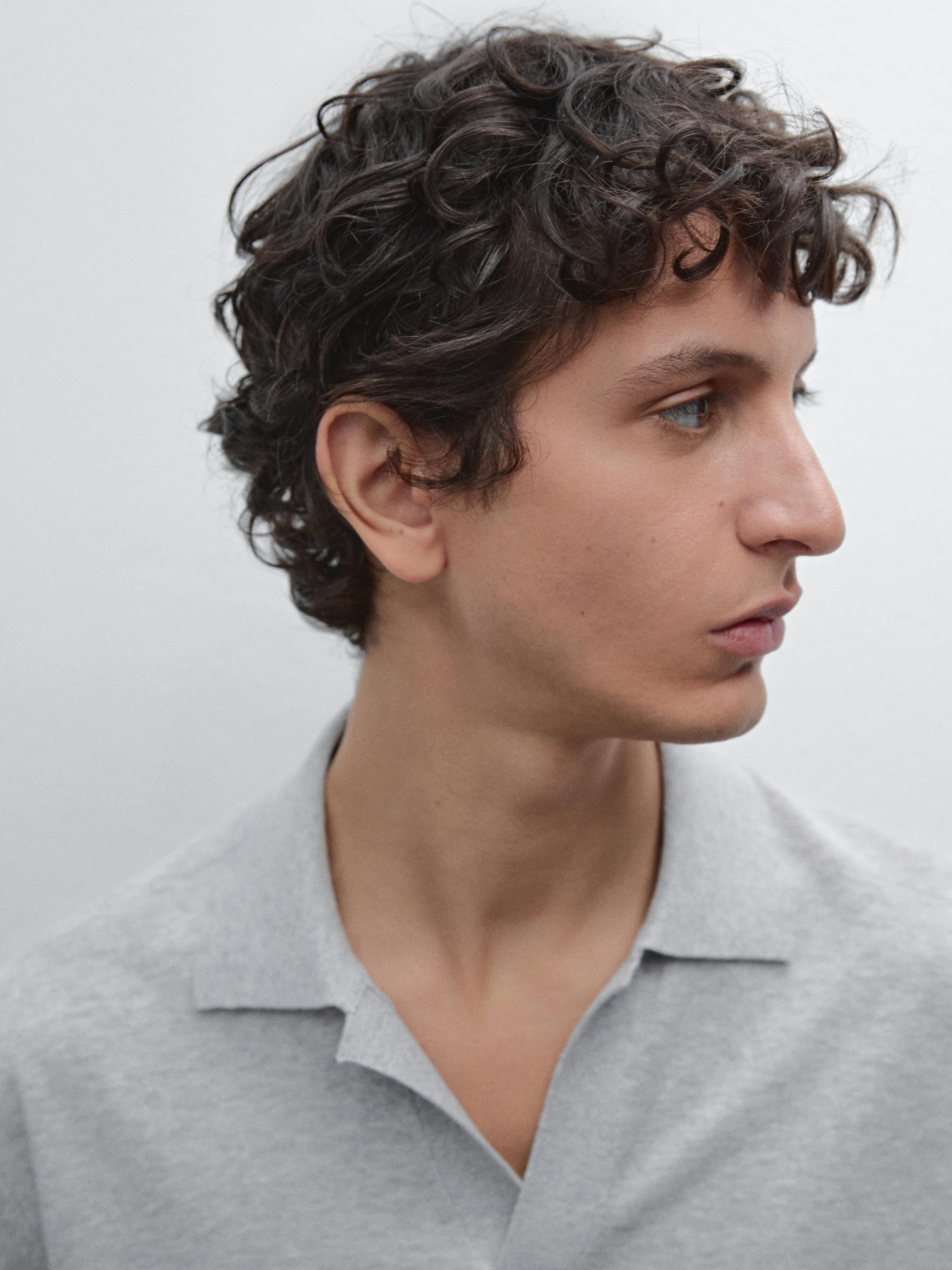 Pull polo en maille de coton mélangé