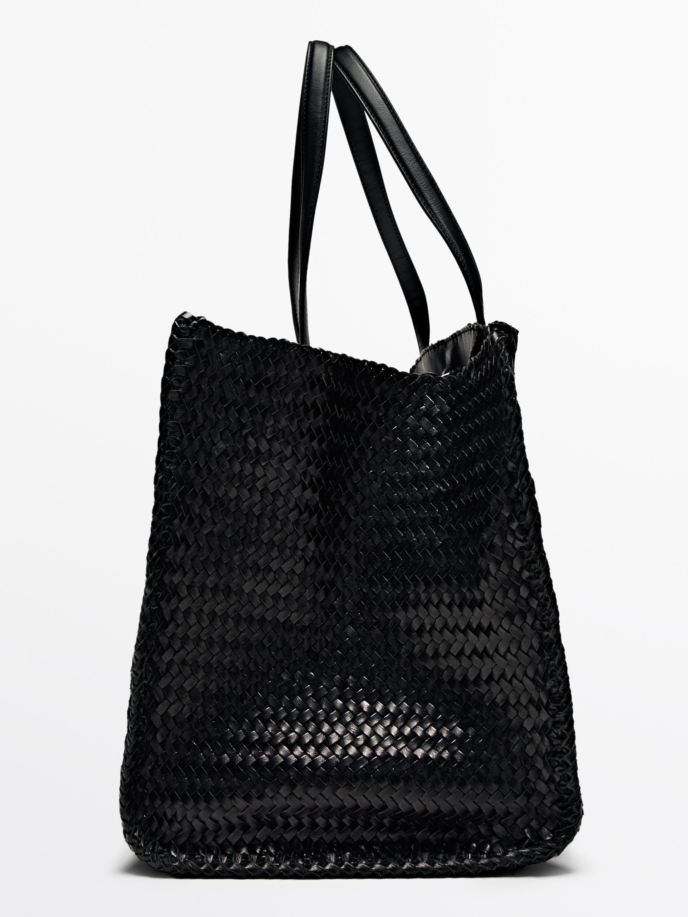 Grand sac satchel tressé en cuir nappa