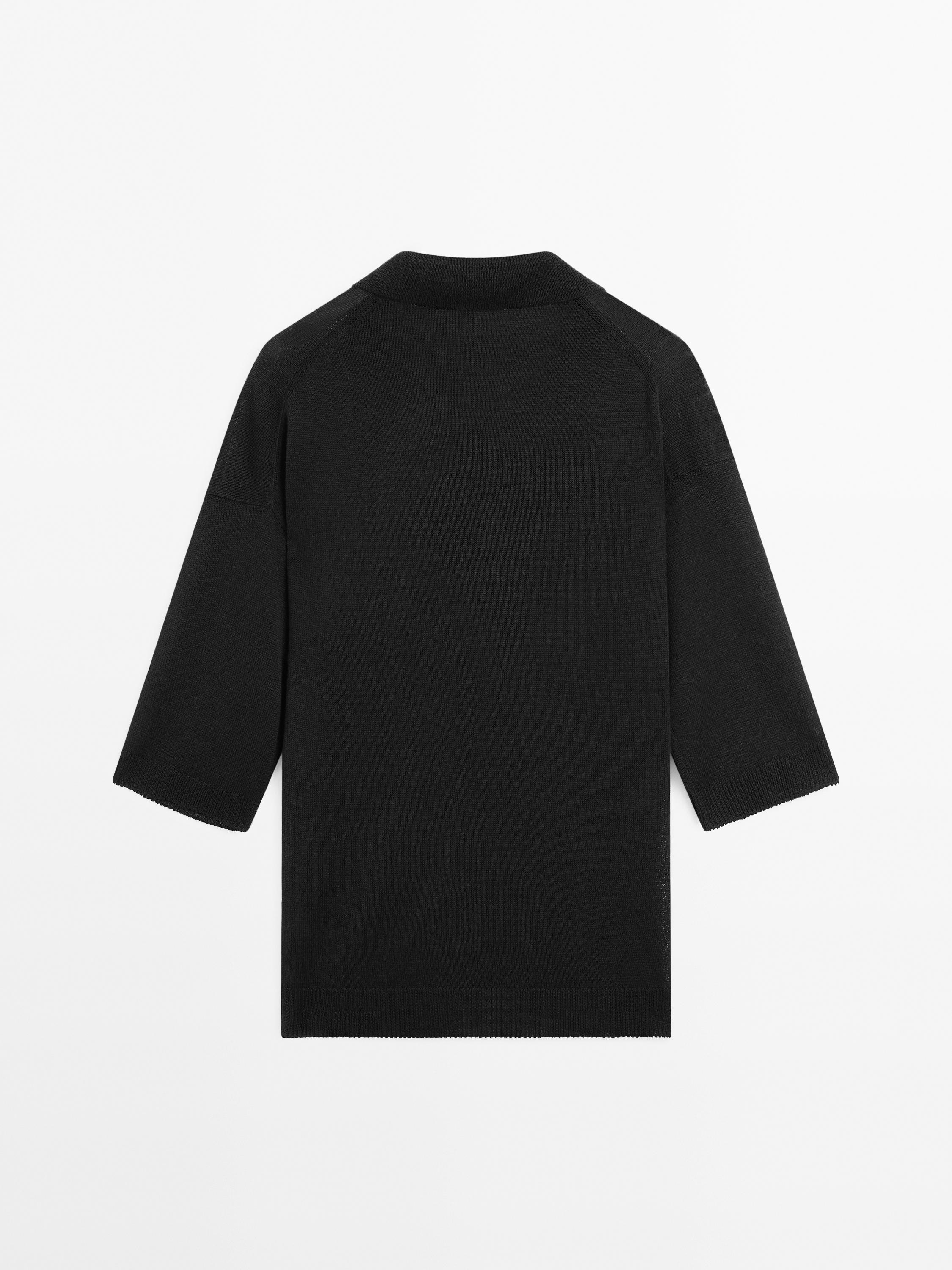 Oversize knit sweater with polo collar