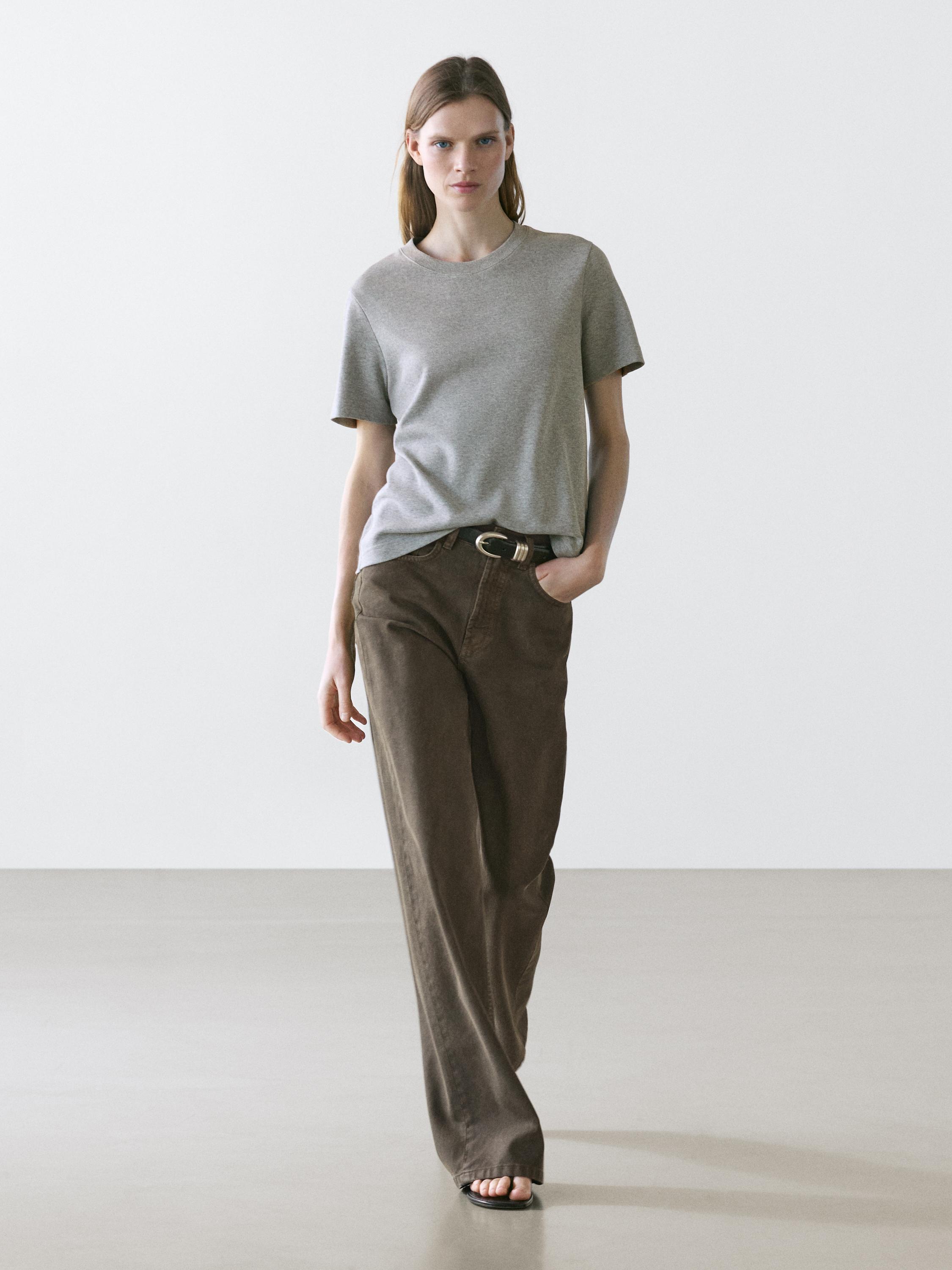 100% katoenen interlock T-shirt met ronde hals