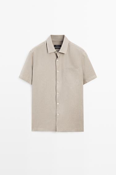 100% linen short sleeve shirt — SAND 2