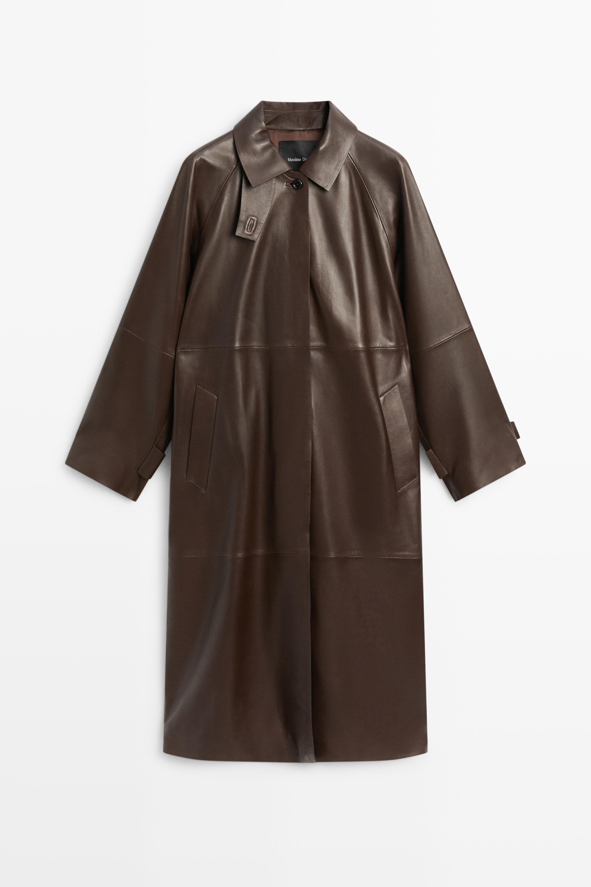 Long sheepskin trench coat