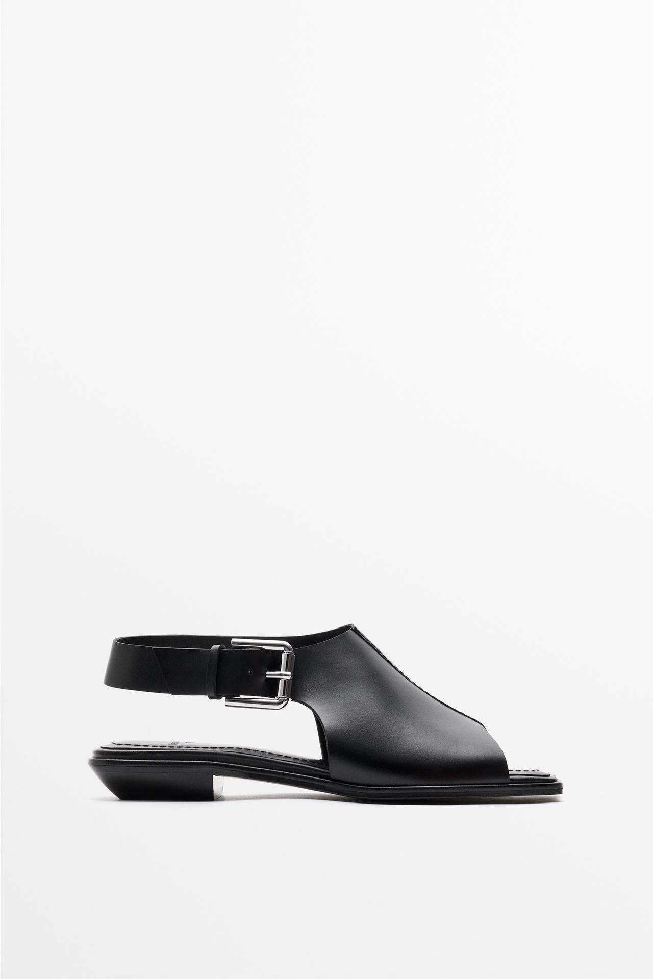 Leather sandal - STUDIO — BLACK