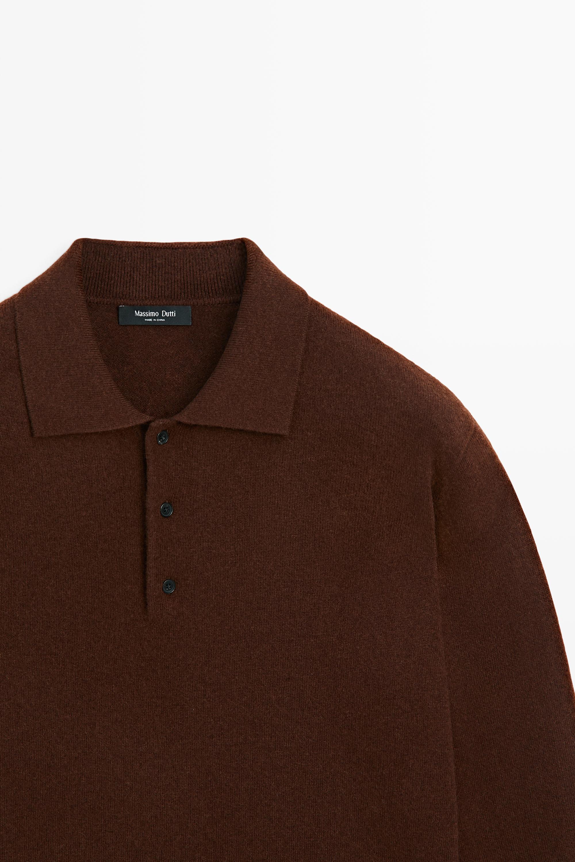 Wool cashmere blend polo sweater