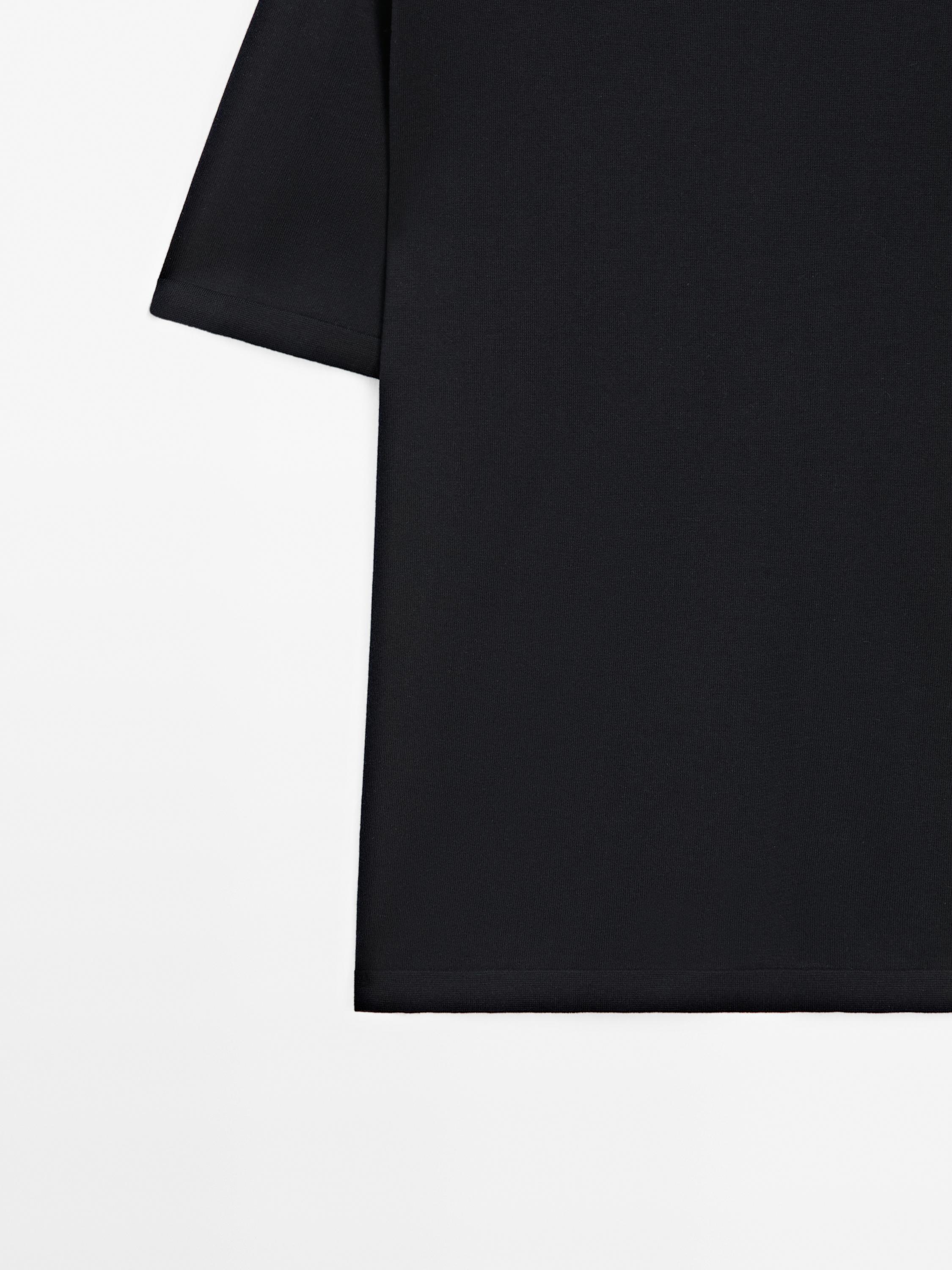 100% cotton short sleeve knit sweater — NAVY BLUE