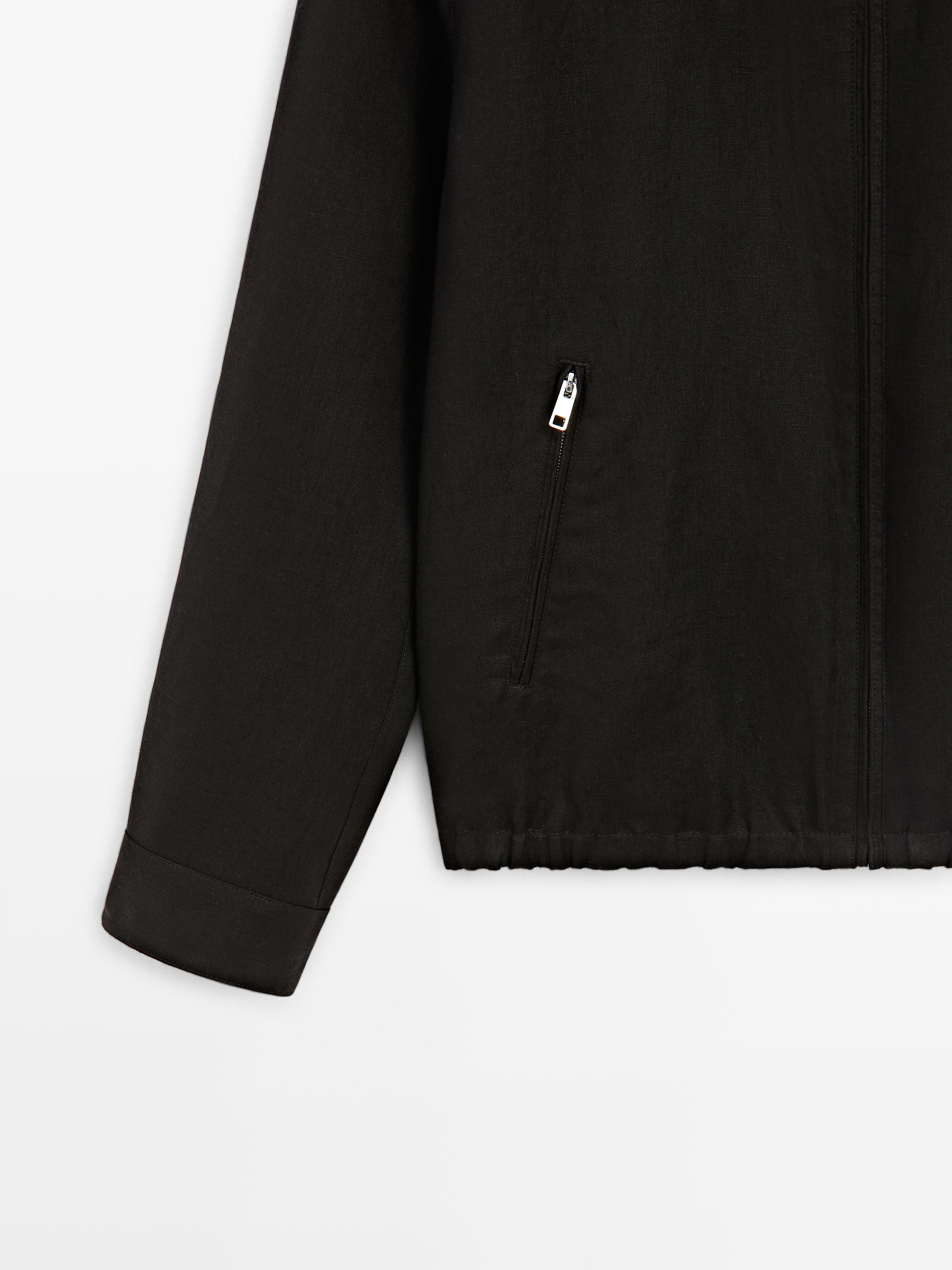 Reversible linen jacket — BLACK