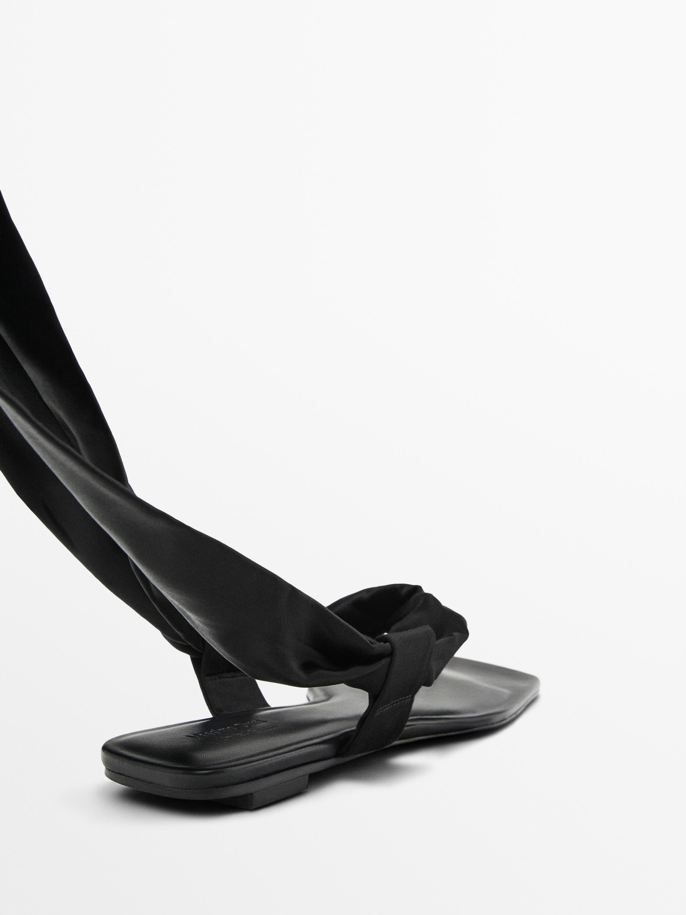 Flat satin sandals with tie detail - Limited Edition