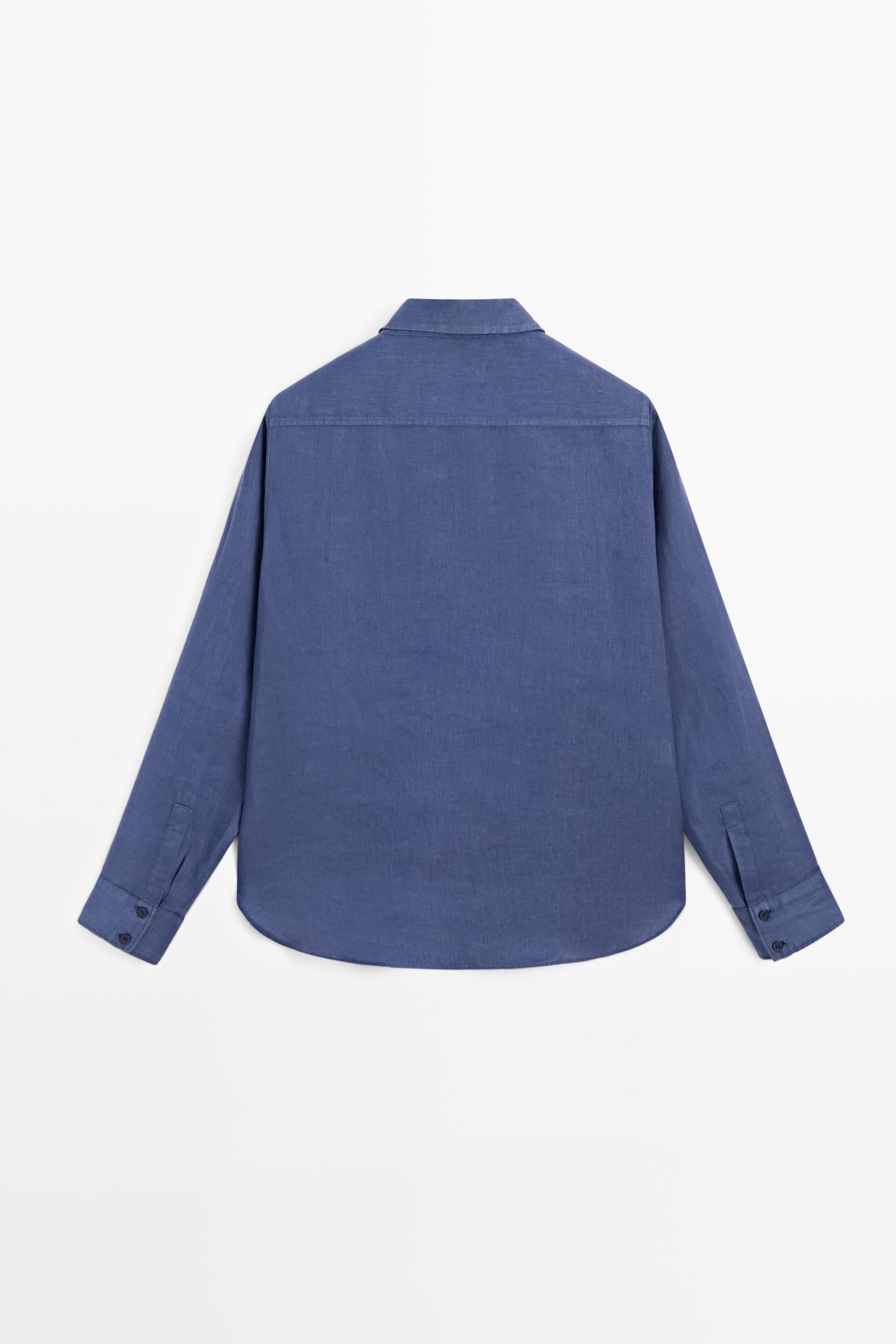 Flowing 100% linen shirt — DEEP BLUE