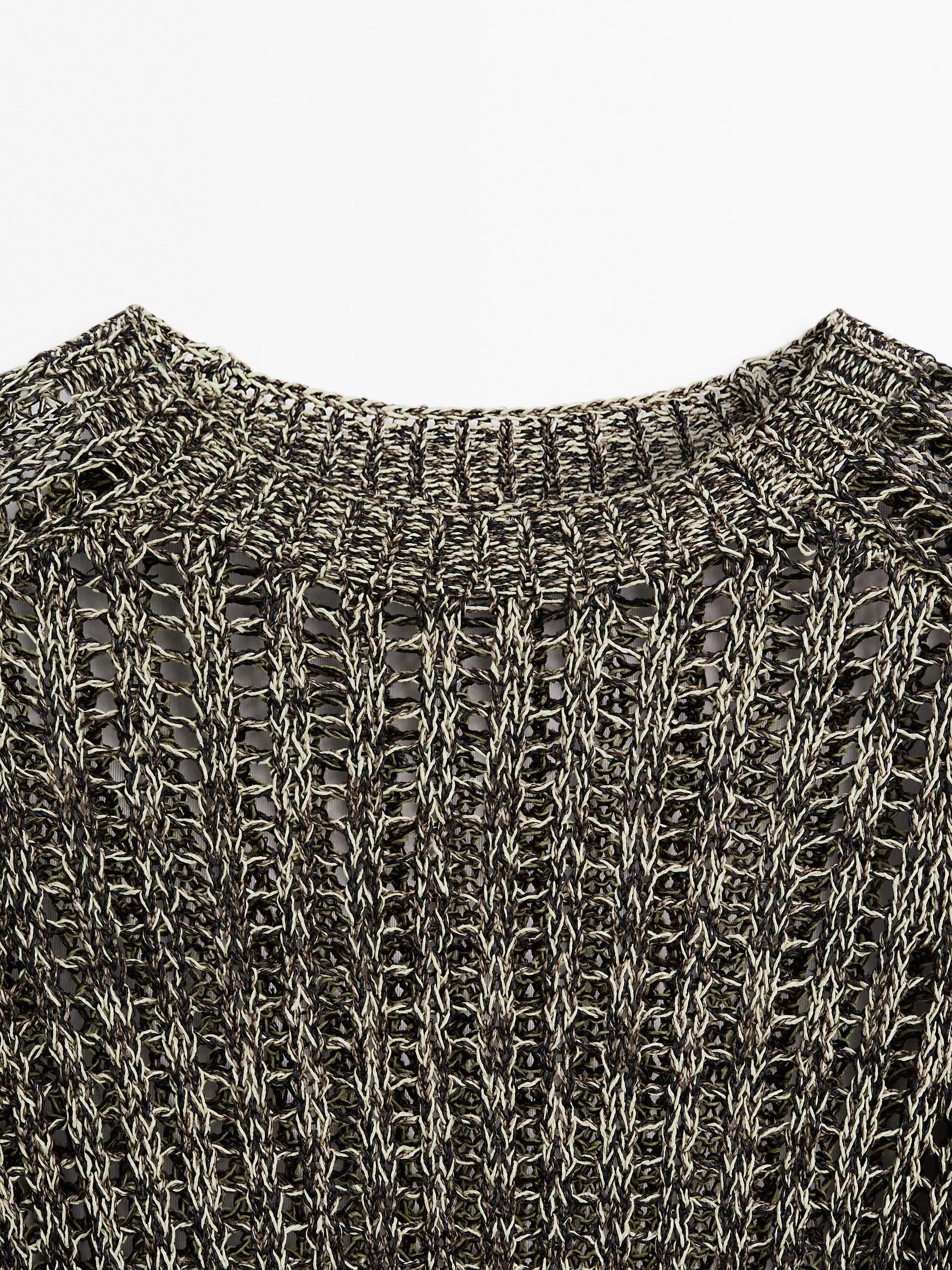 Cotton blend cutwork sweater