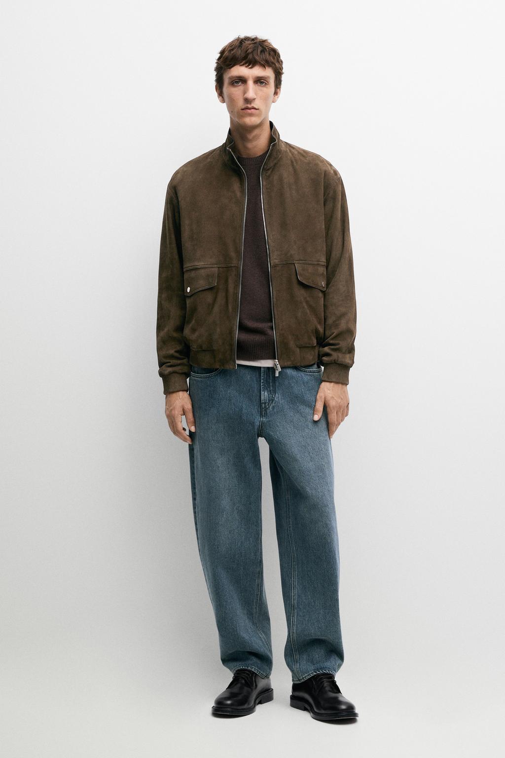 Suede jacket with pocket detail