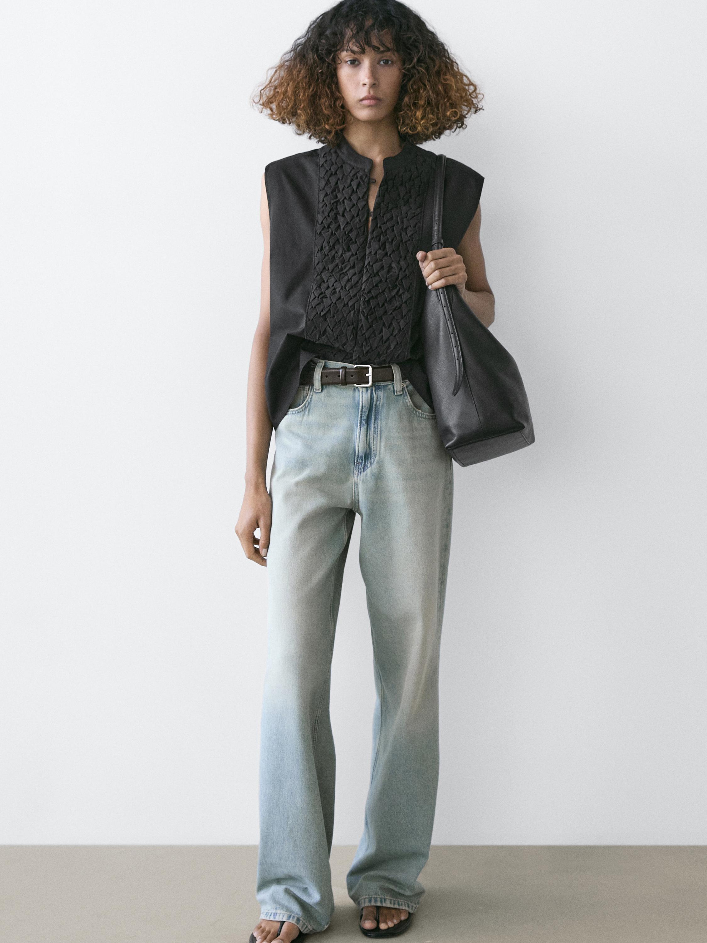 High-waist wide-leg jeans — BLUE