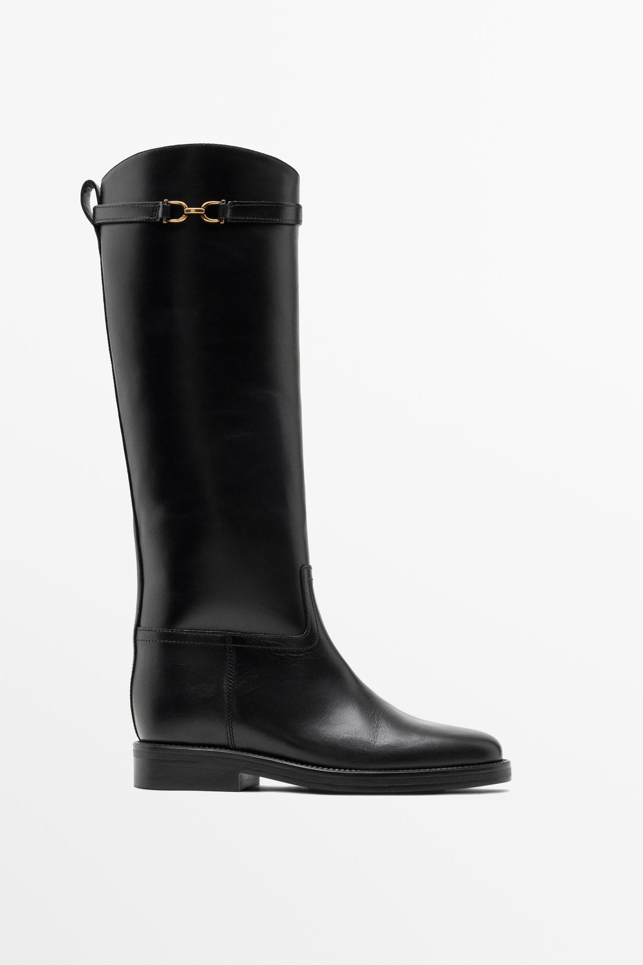 Leather equestrian boot — BLACK