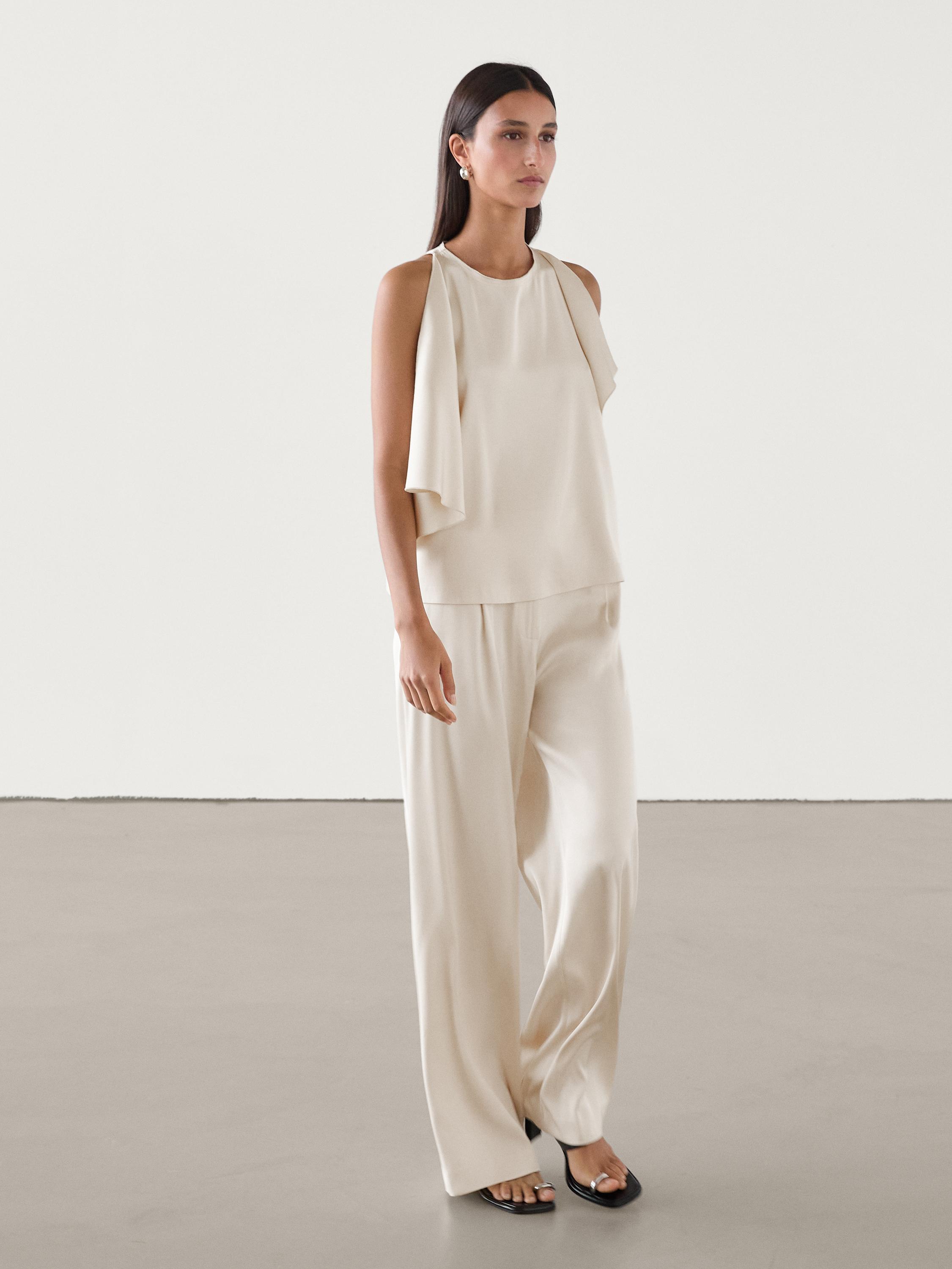 Pantalón ancho traje satinado