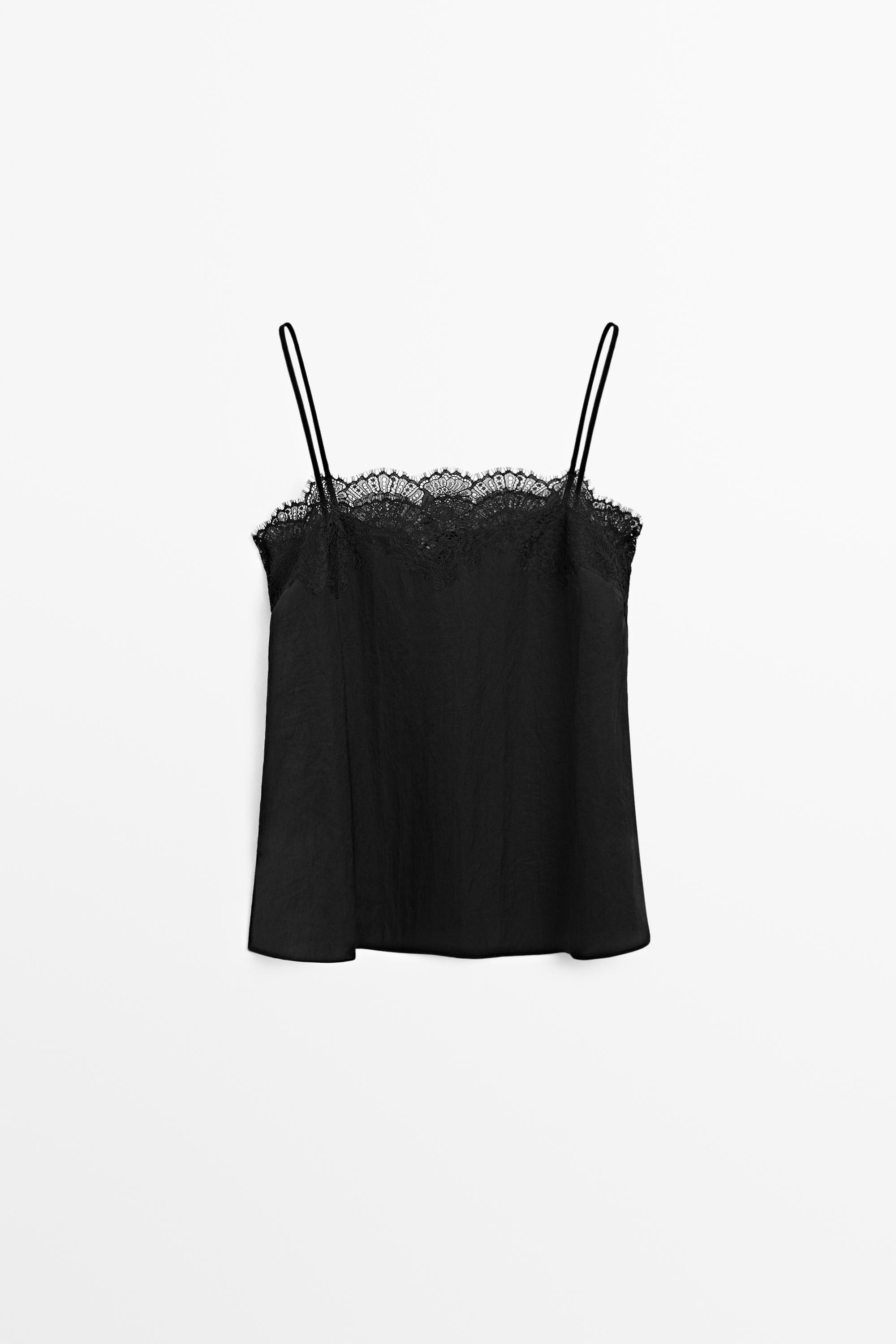 Lace camisole top — BLACK