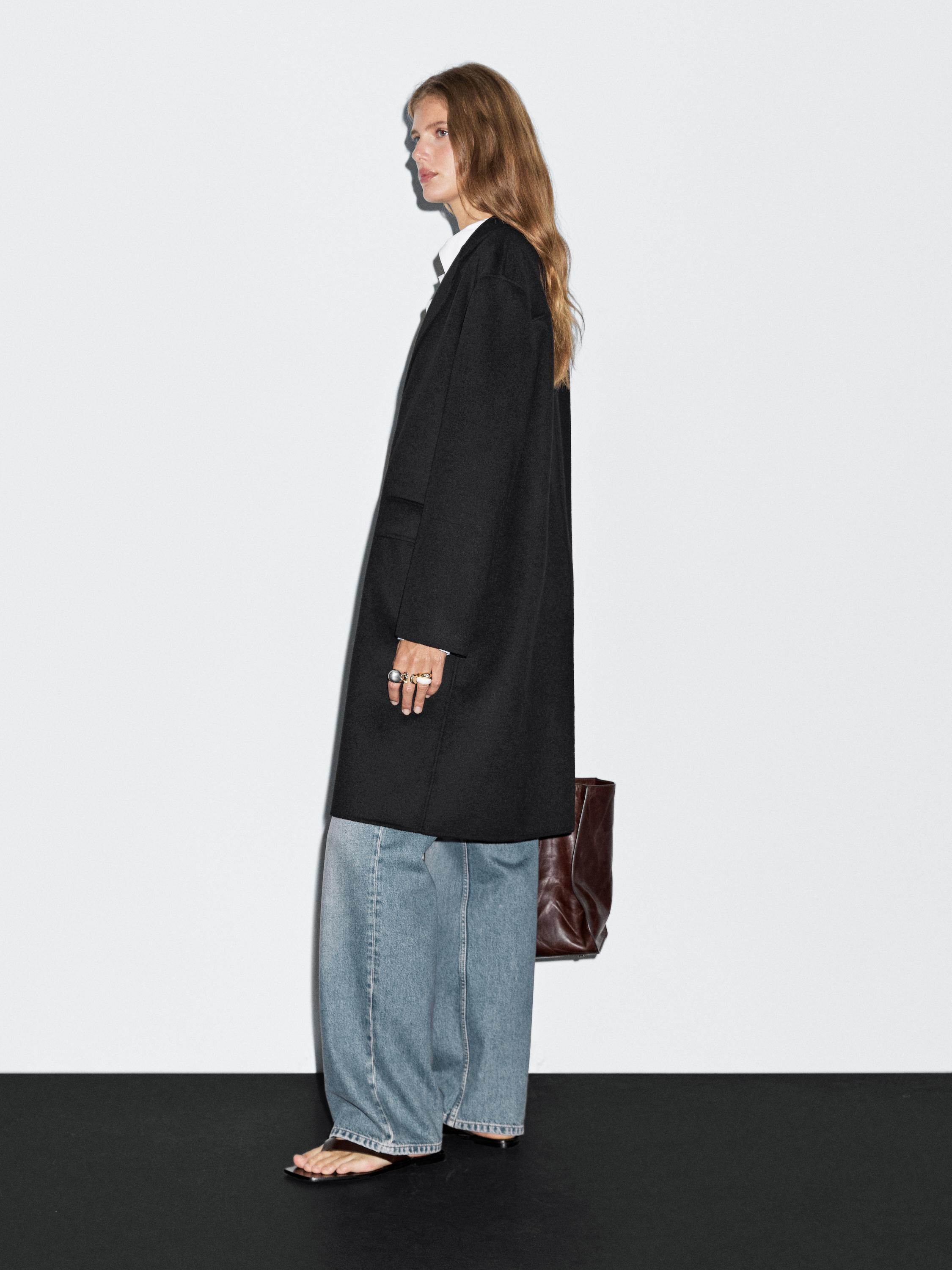 Manteau long en laine mélangée
