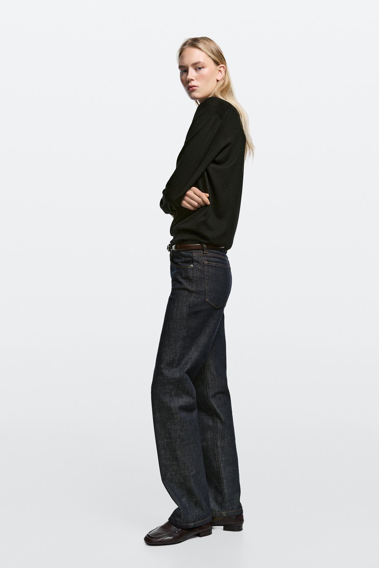 Low-rise straight-leg jeans — DARK BLUE