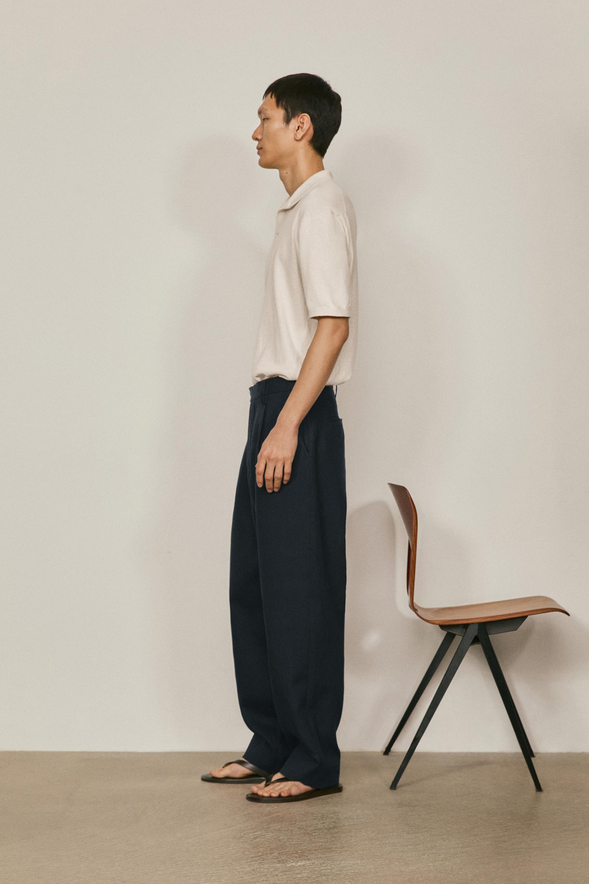 Total look darted linen trousers - LIMITED EDITION — NAVY BLUE