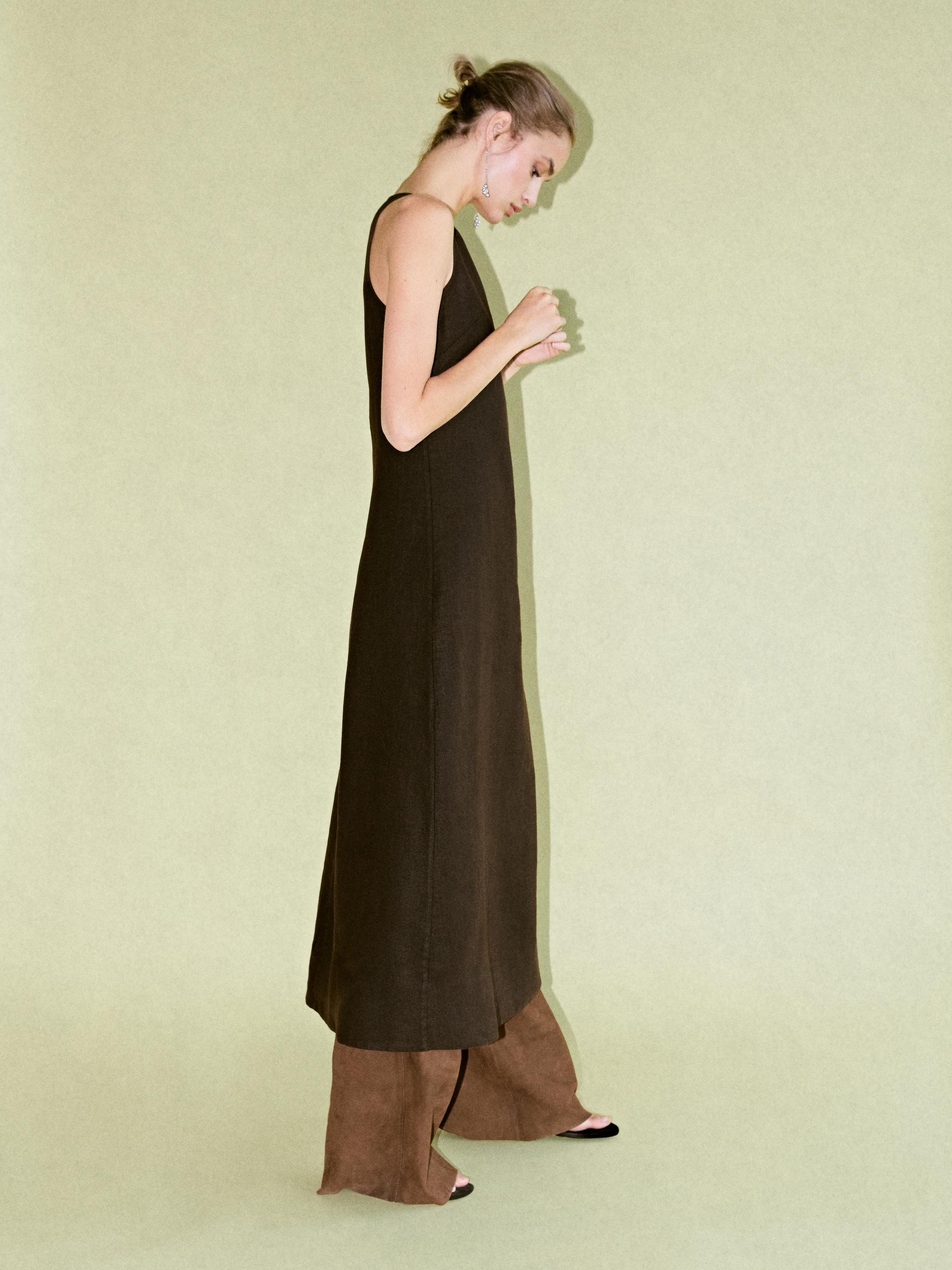 chinese dress ladies Massimo Dutti Maxi Dress Choc, Massimo Dutti