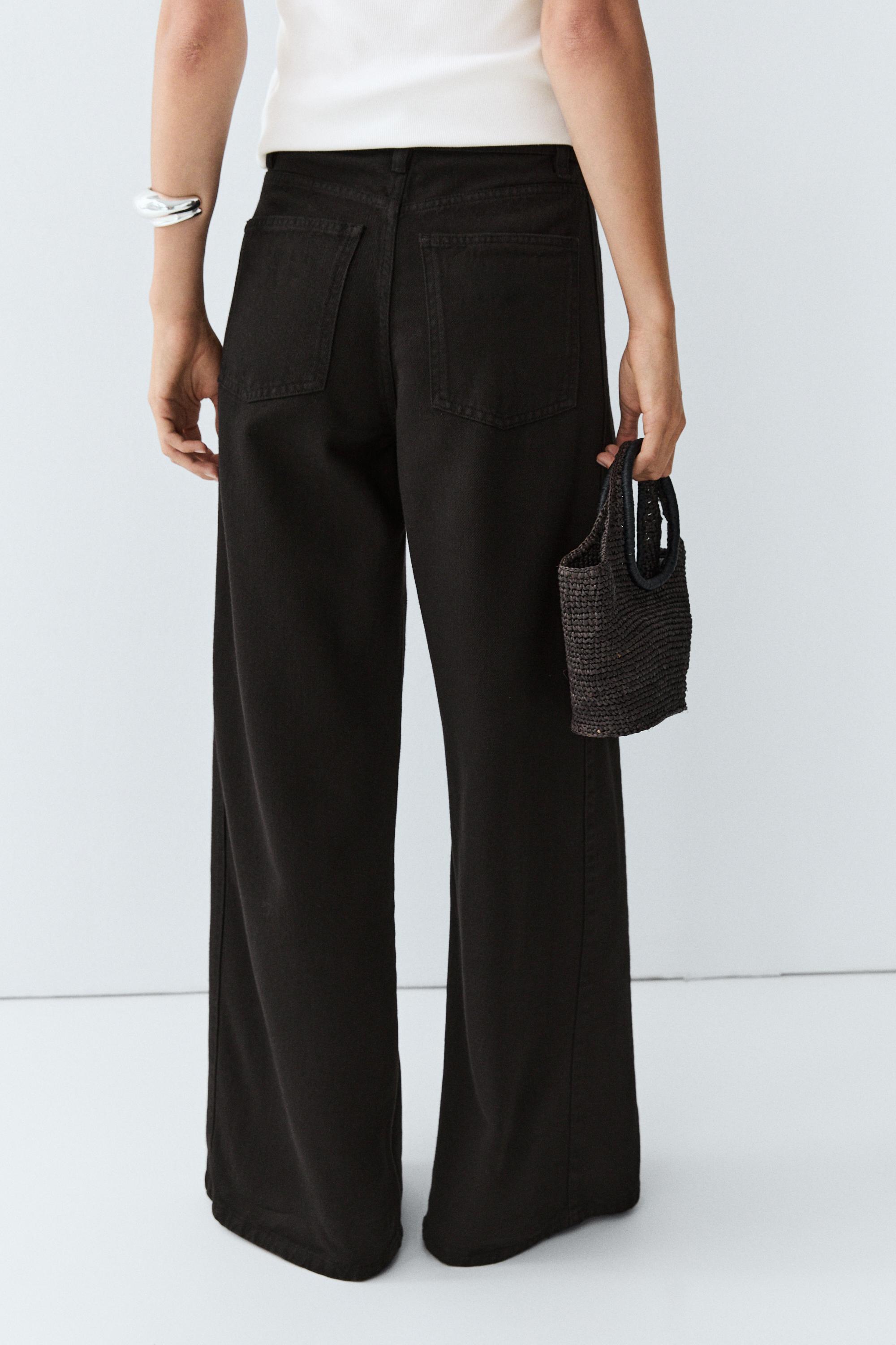 Flowy wide-leg jeans — BLACK