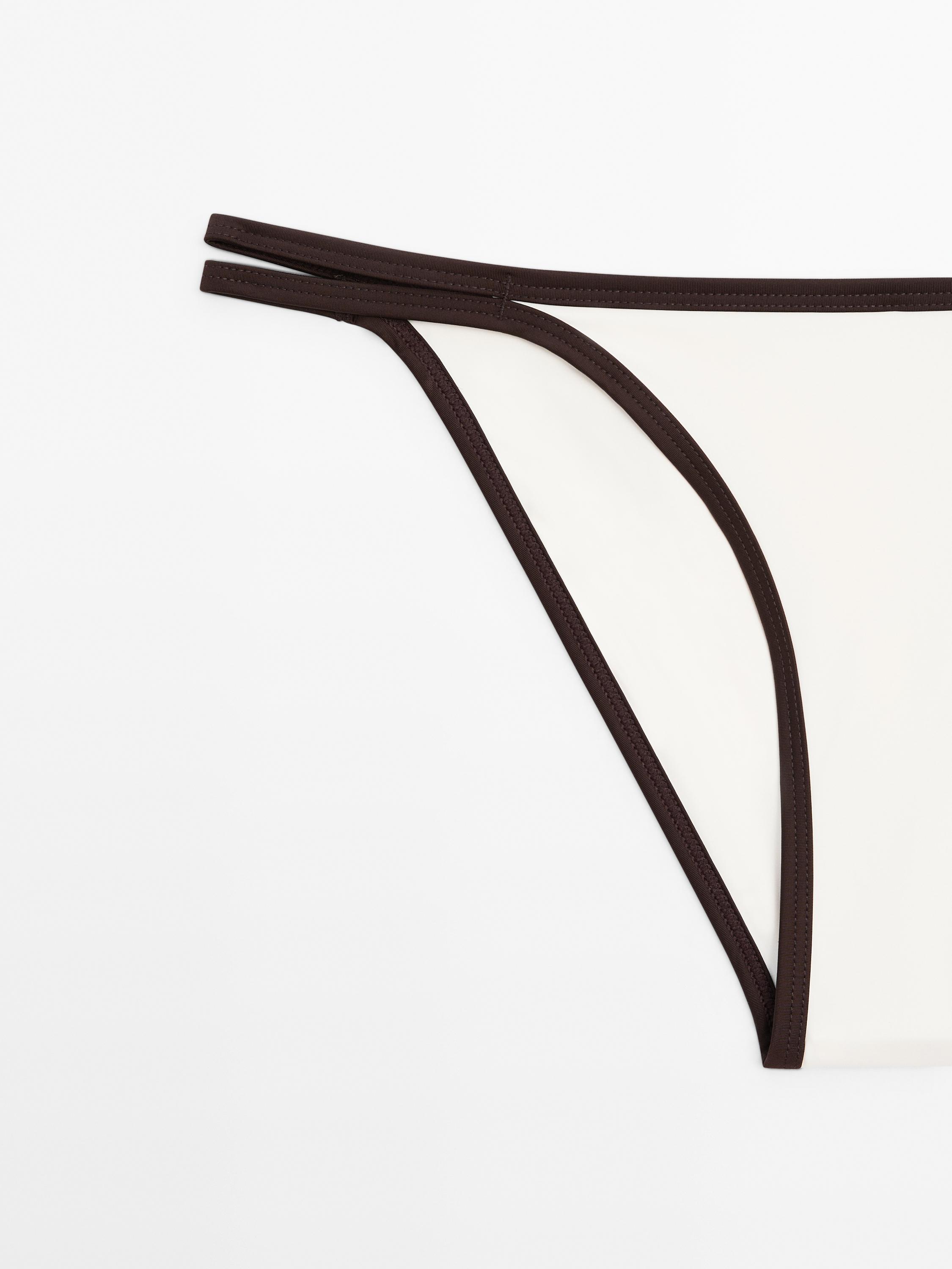 Contrast double strap bikini bottoms