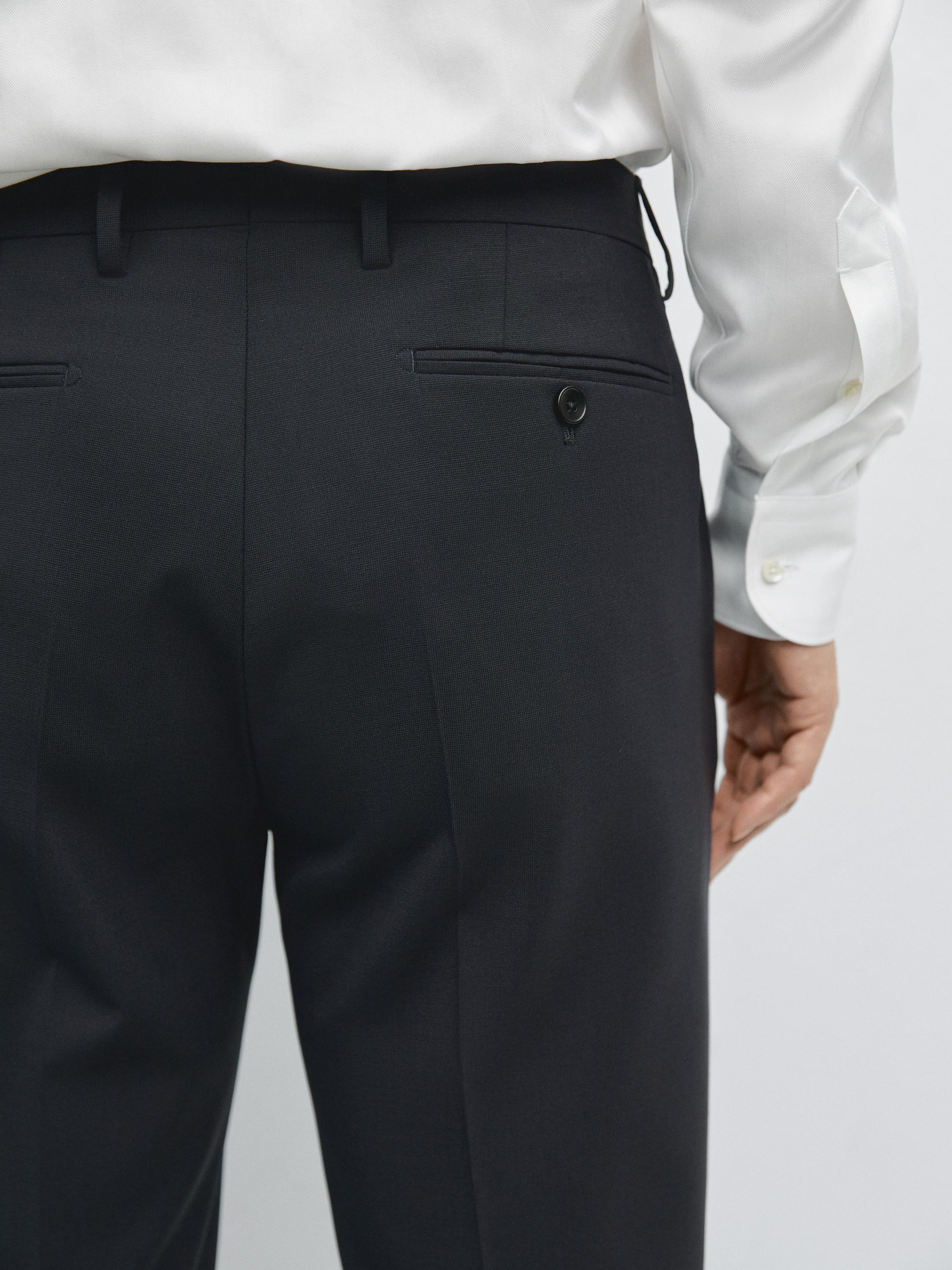 Cool wool blend suit trousers — NAVY BLUE