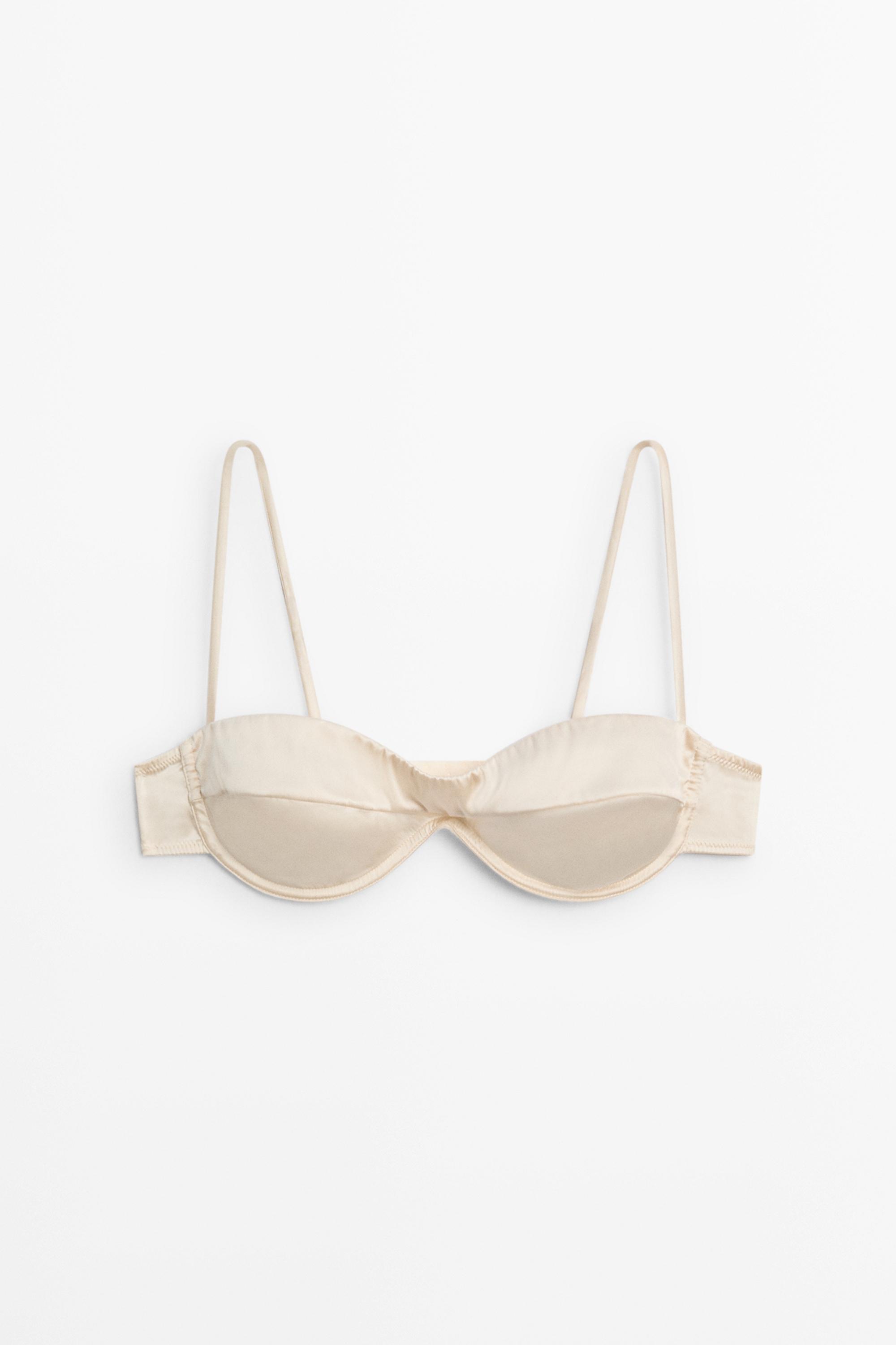 Bandeau top with underwire and seam detail — CREAM