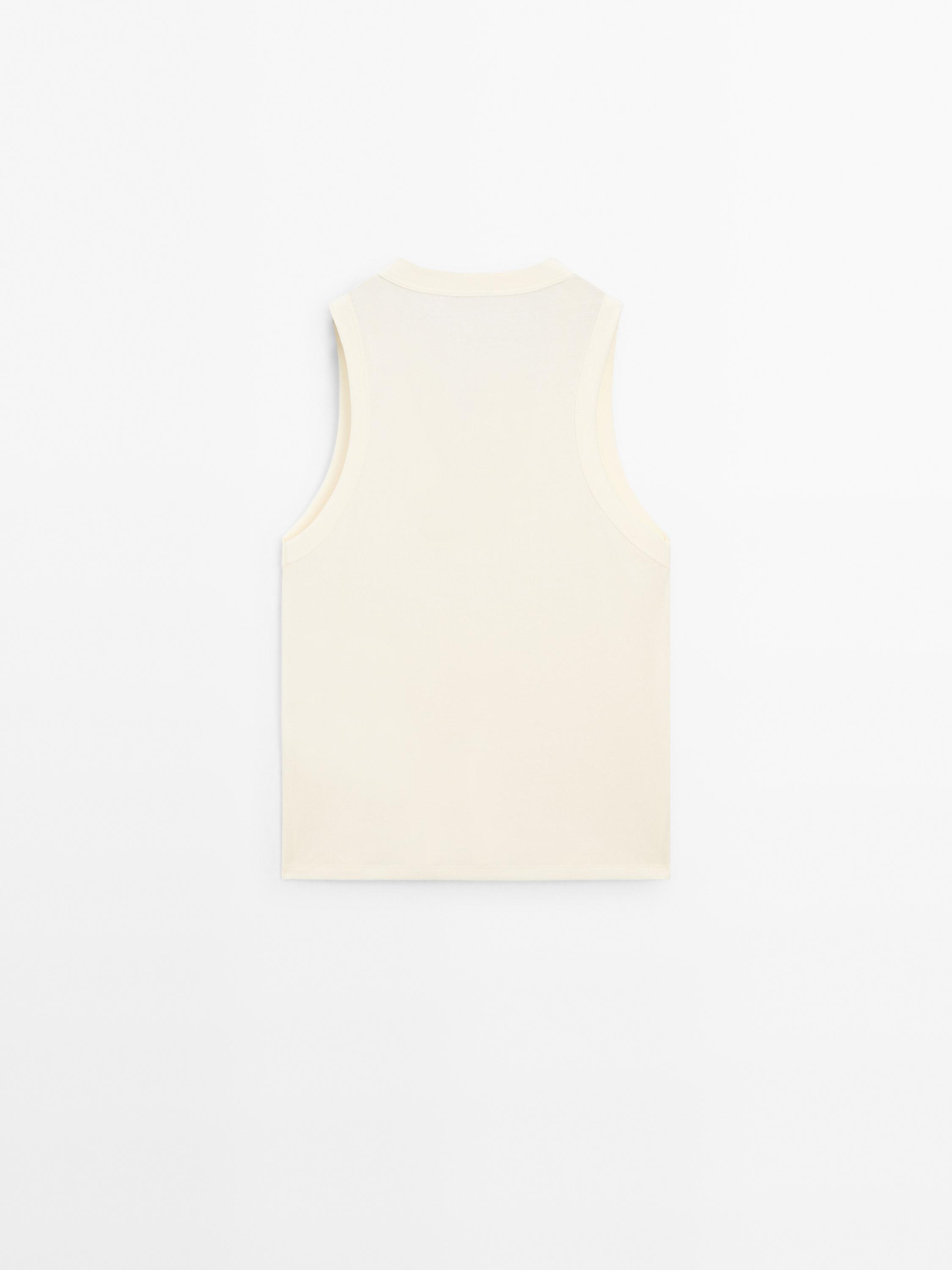 Mercerised cotton V-neck T-shirt
