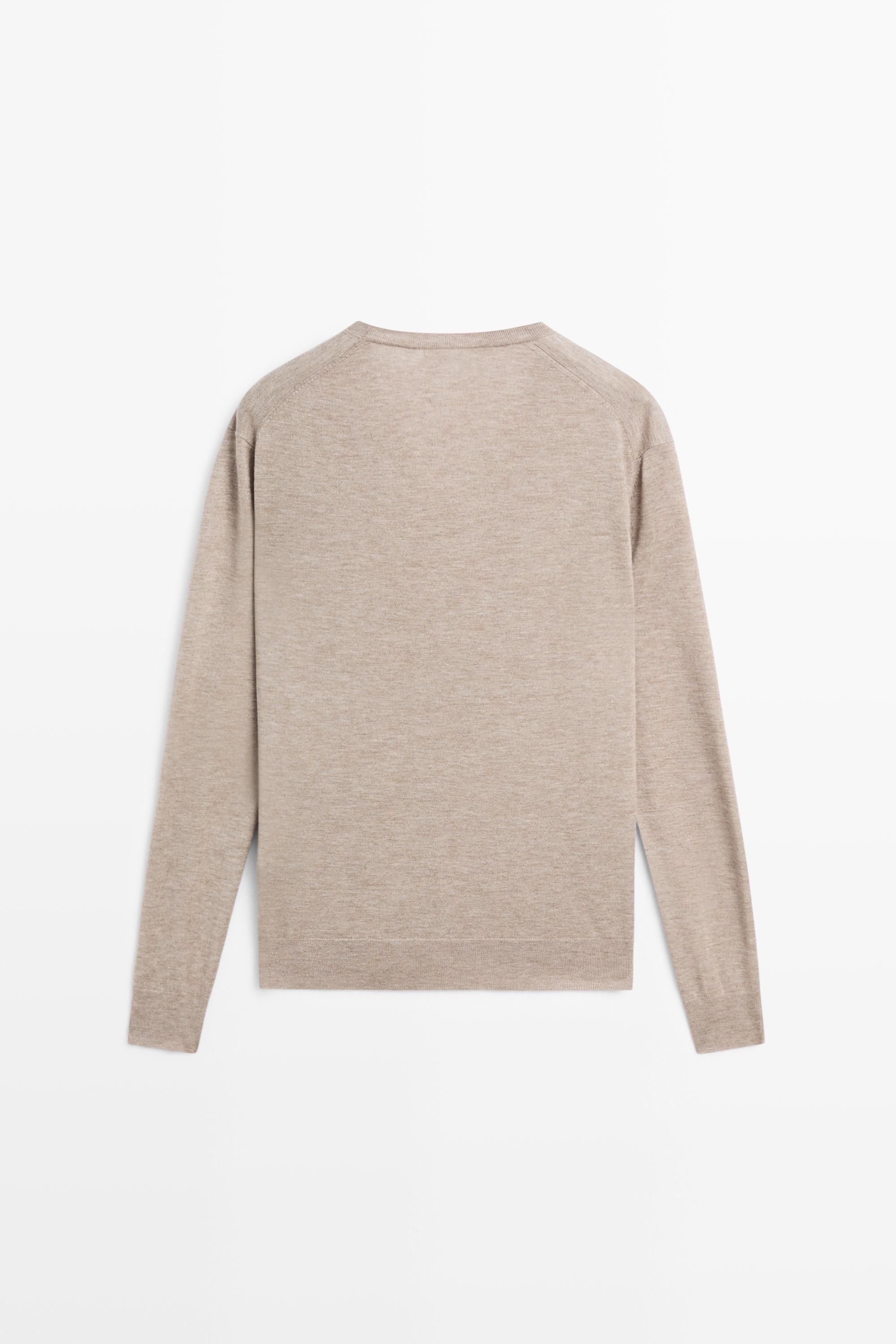 V-neck knit sweater — MINK