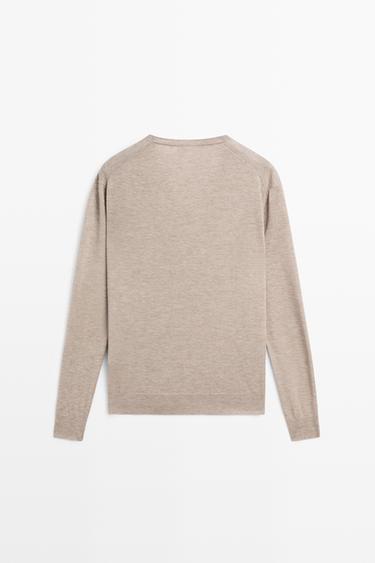 V-neck knit sweater — MINK 6