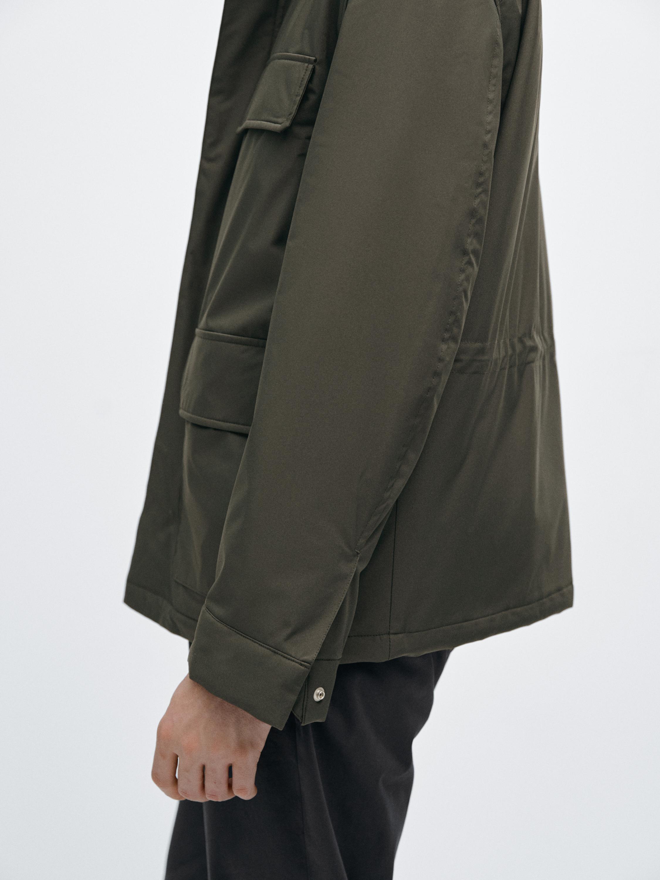 Water-repellent puffer jacket with pockets — BROWN