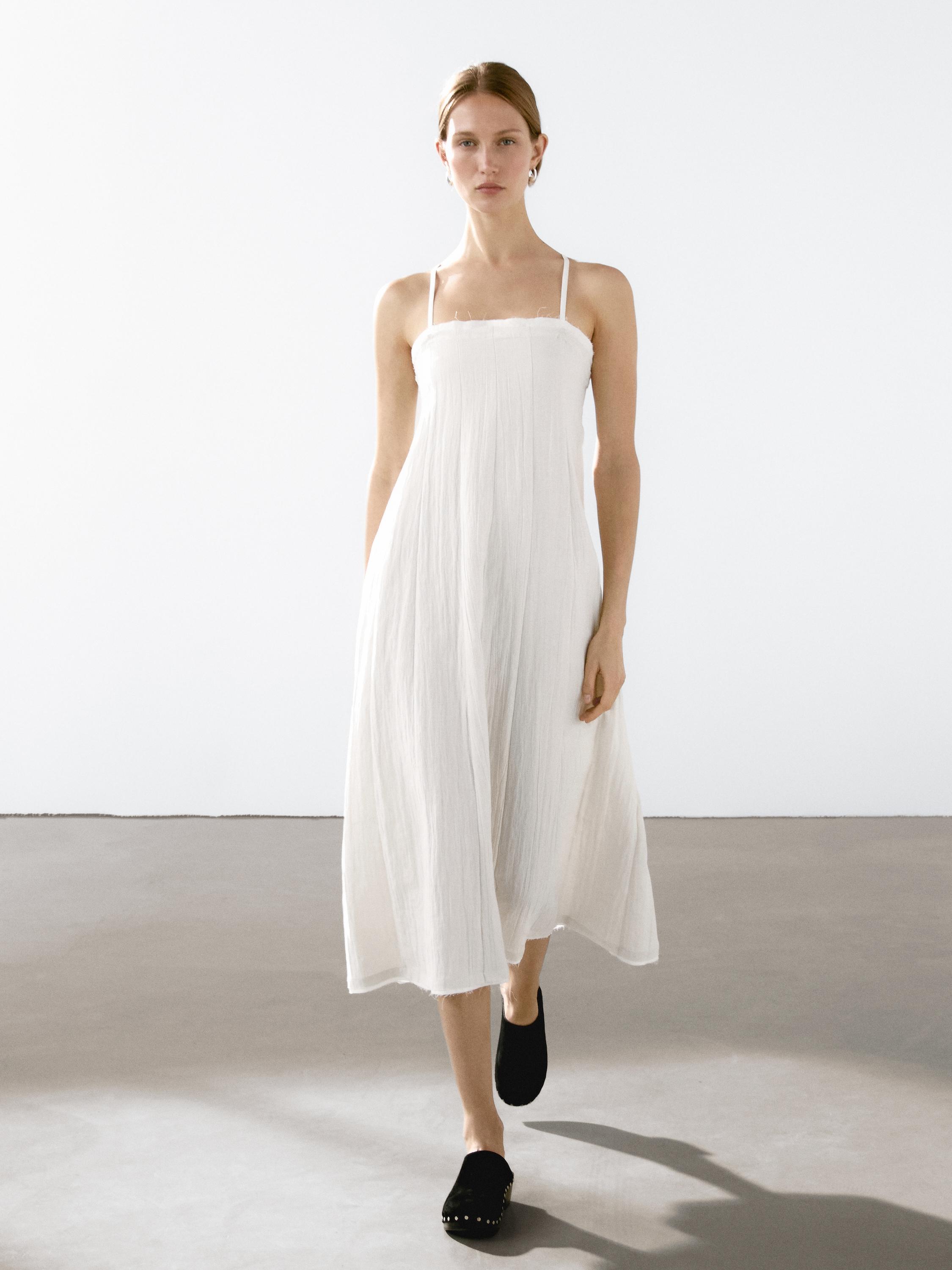 Robe midi double tissu texturé