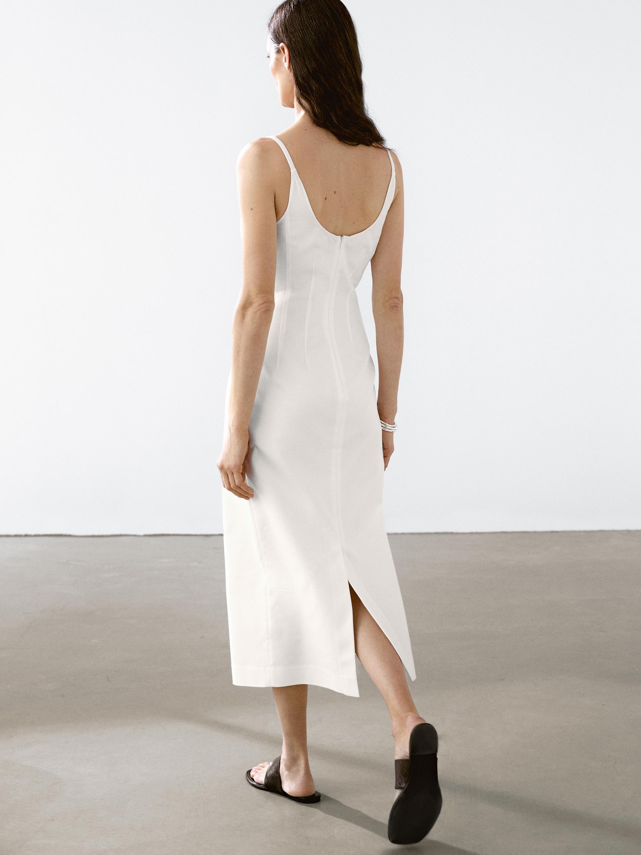 Cotton blend strappy midi dress