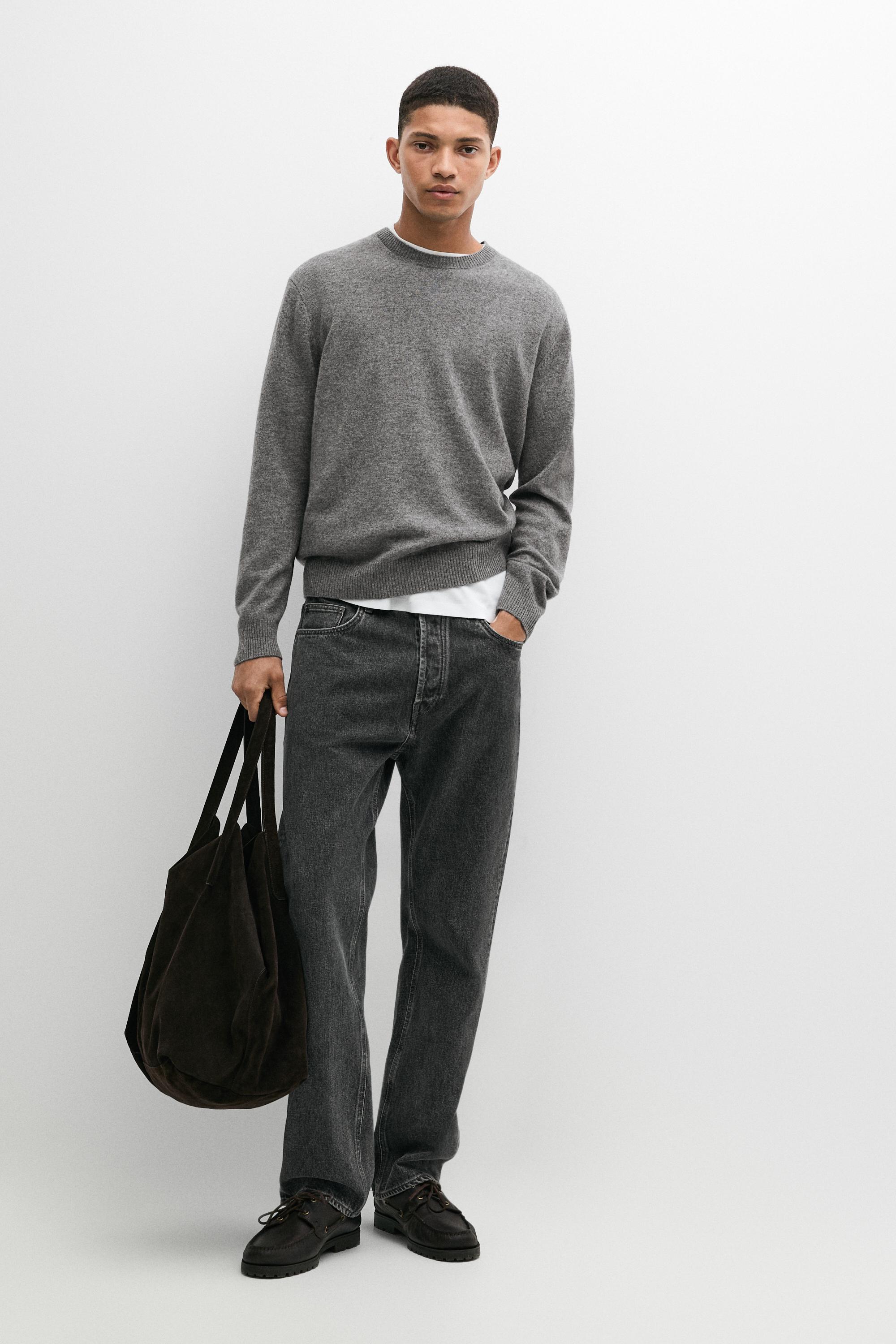 Wool blend round neck knit sweater