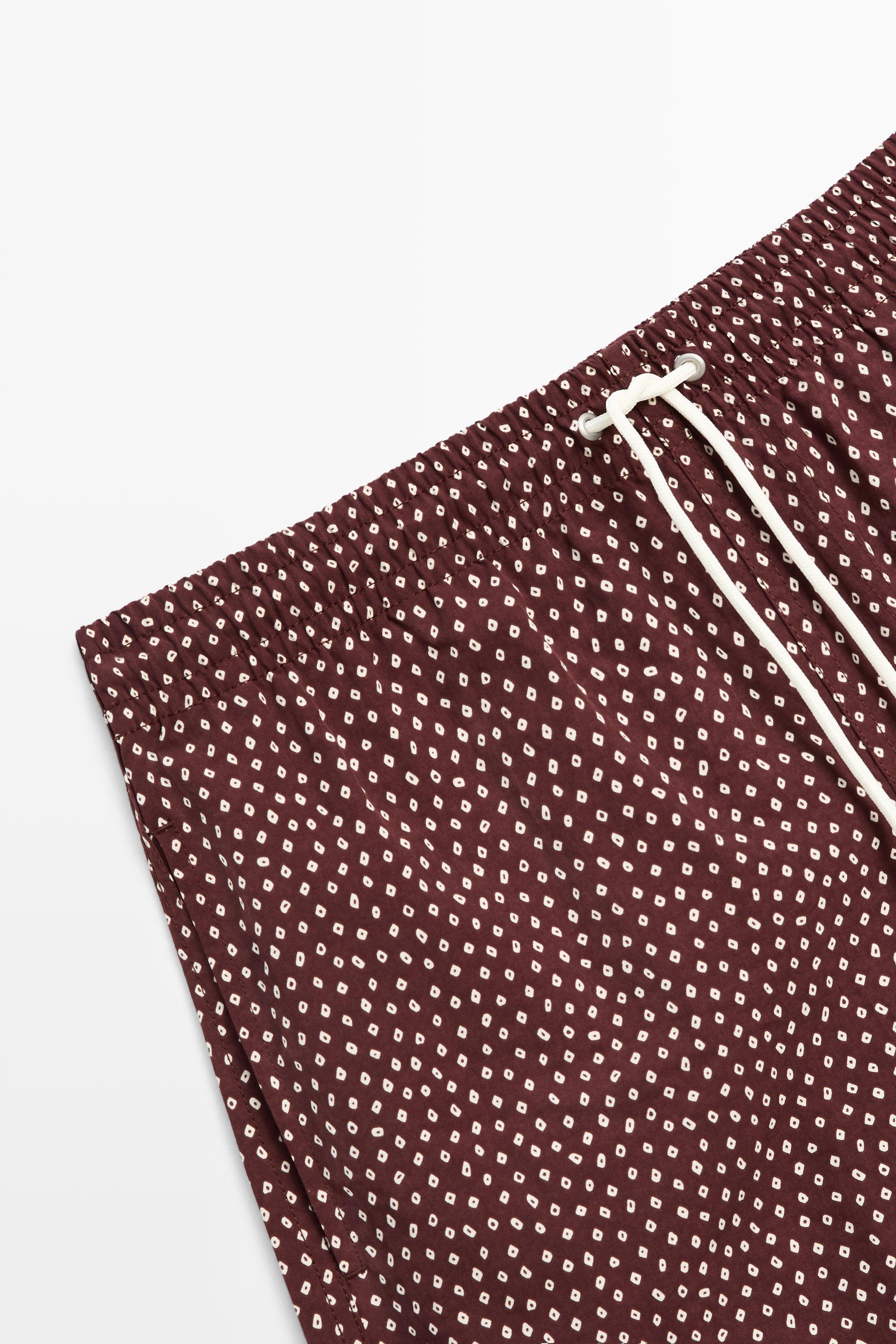 Polka dot print swimming trunks — BURGUNDY (alternate view)